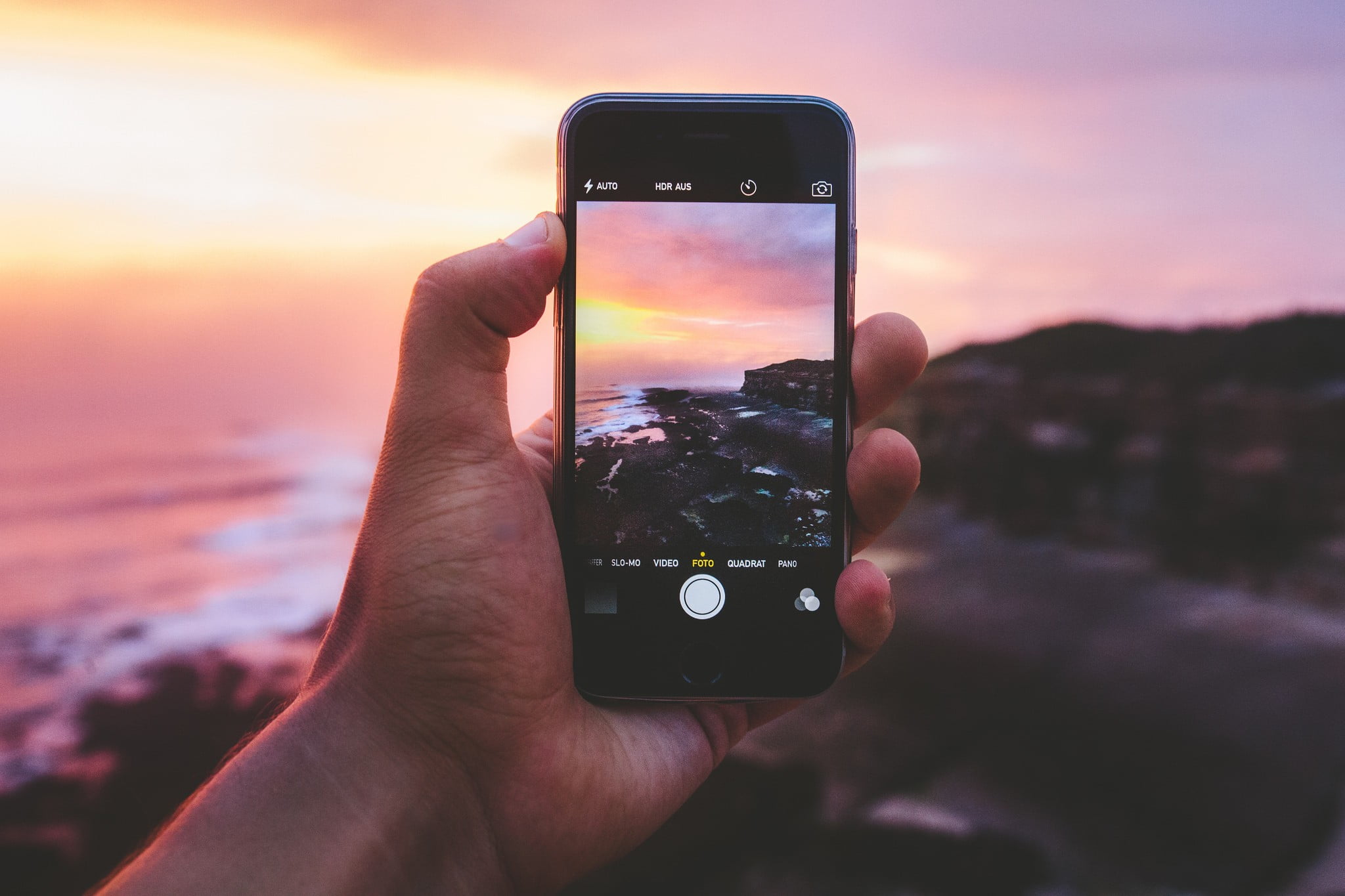 wireless technology, smart phone, sky, hand, finger, outdoors, sea, human body part, connection, communication, smartphone, rock, holding, focus on foreground, HD Wallpaper
