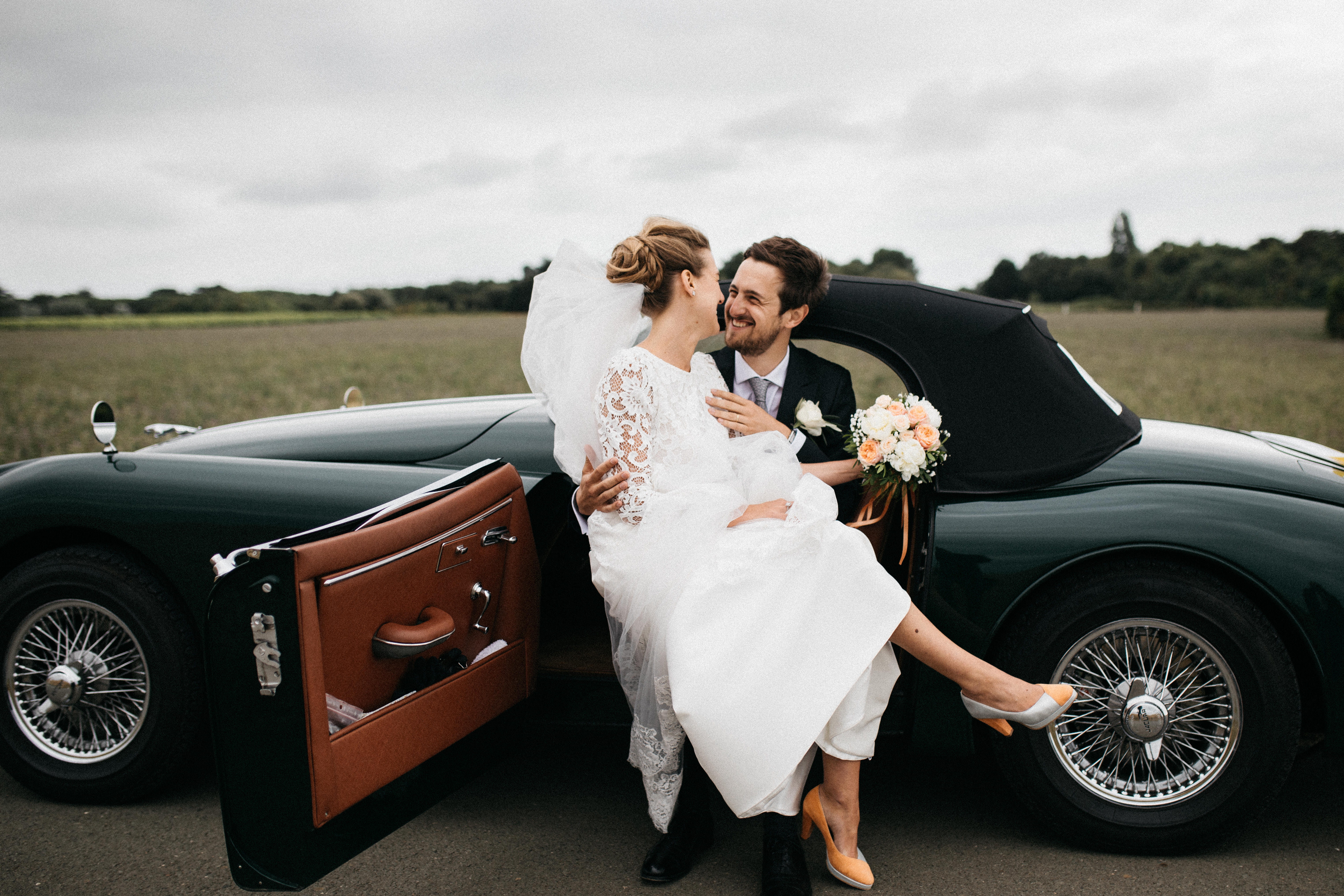 husband, women, caucasian Ethnicity, togetherness, flower arrangement, couple - Relationship, weddings, land Vehicle, bridegroom, wedding Dress, wedding, HD Wallpaper