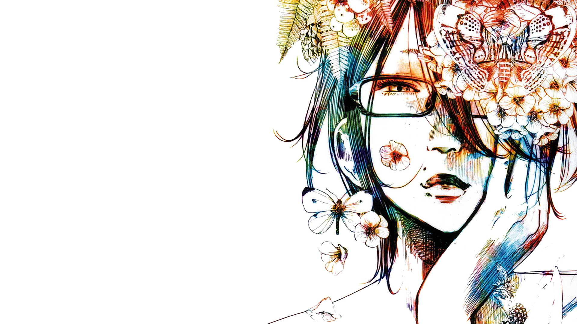 Manga, Glasses, Oyasumi Punpun, 1080P, Anime Girls, artwork, Colorful, HD Wallpaper
