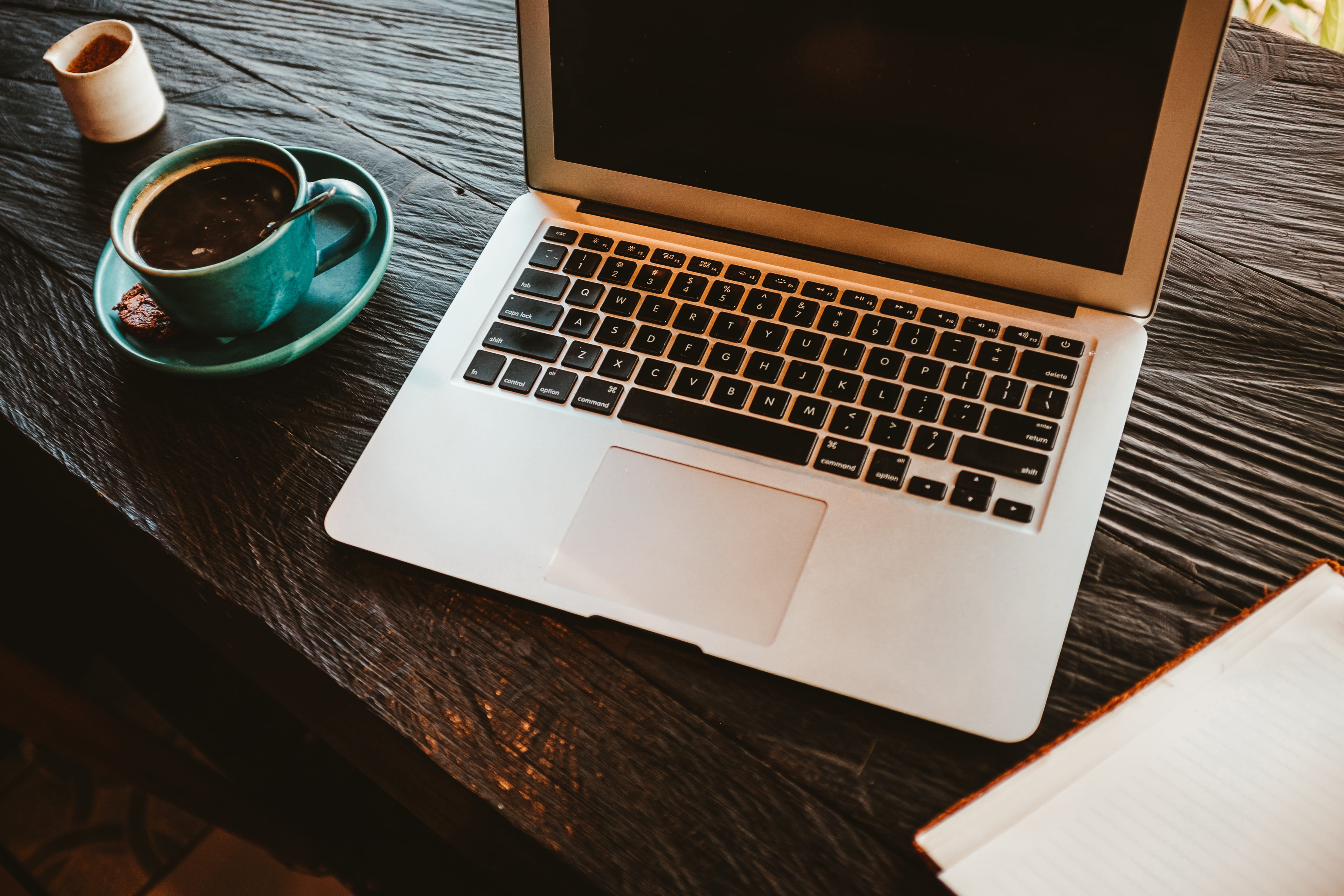 high angle view, laptop, indonesia, notbook, coworking, cozy, refreshment, getting inspired, coffee cup, table top, computer key, connection, HD Wallpaper