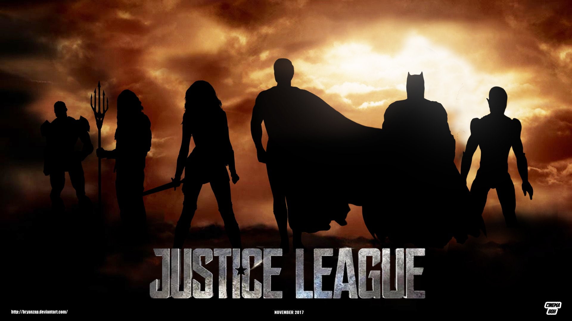 Movie, Flash, Superman, Aquaman, Silhouette, Cyborg (DC Comics), 1080P, Justice League (2017), Batman, Wonder Woman, HD Wallpaper