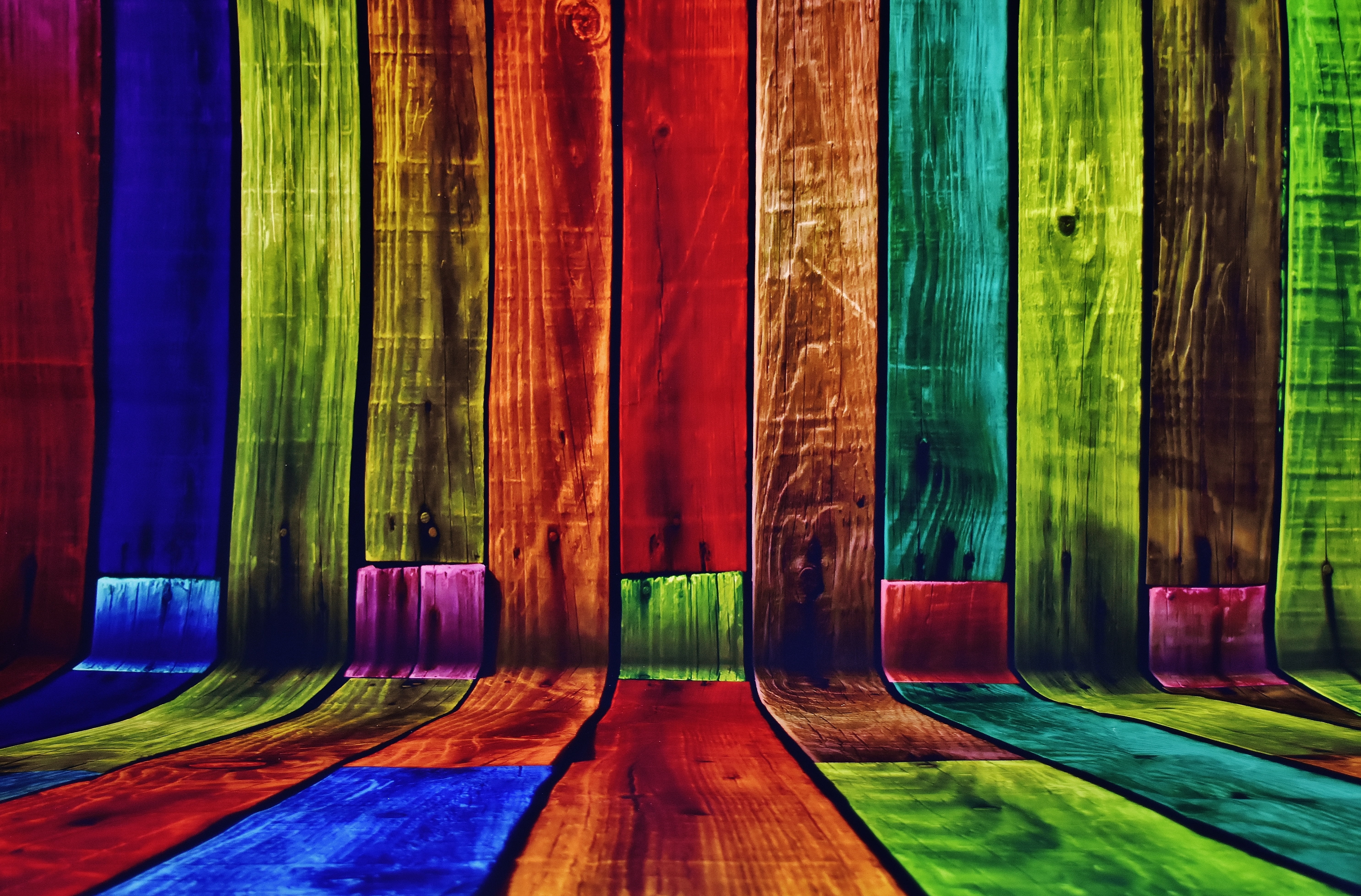 curtain, multicolored, painting, color, green color, pattern, digital composite, flooring, wood planks, wood - material, no people, background, day, wood, HD Wallpaper