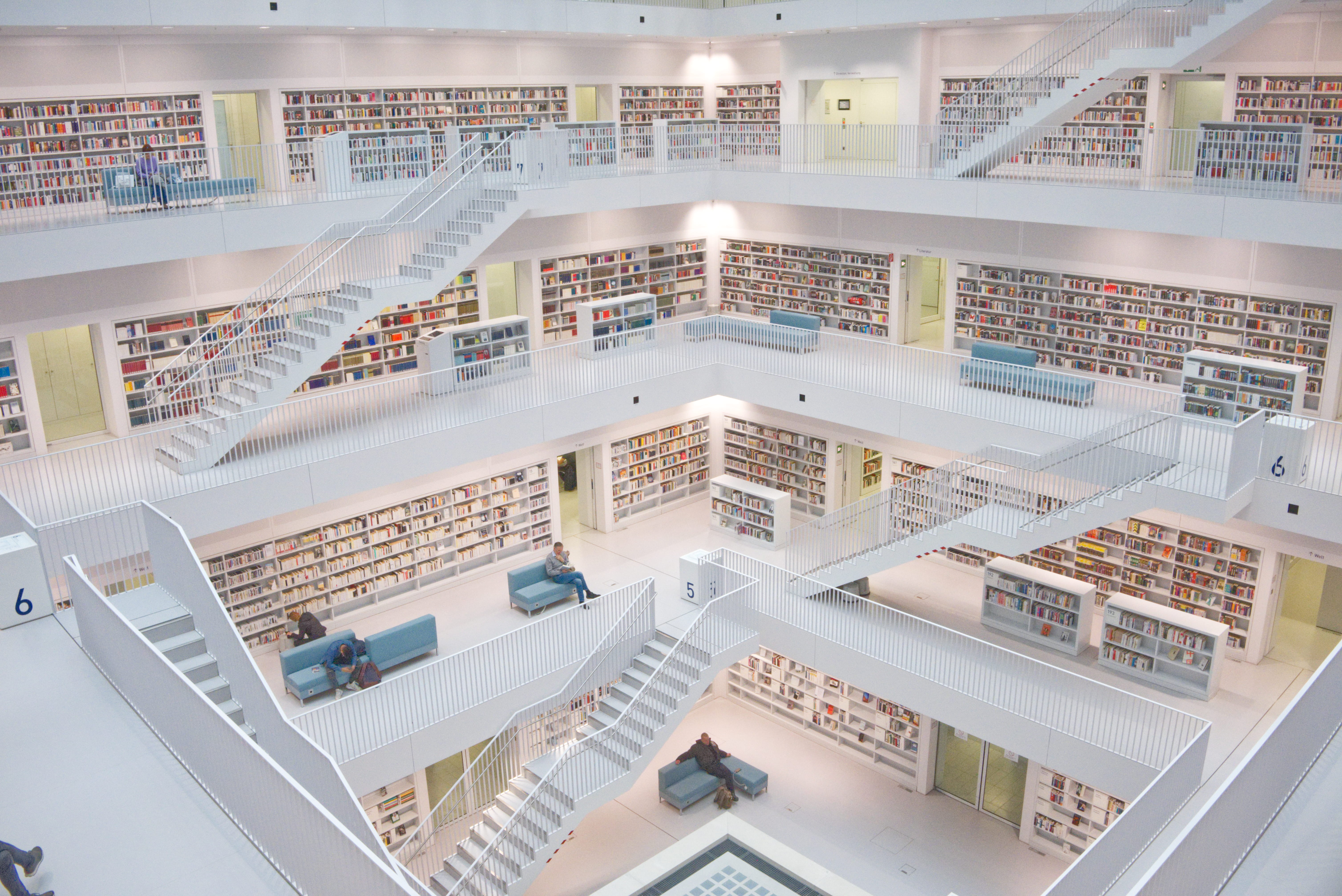 reading, stairs, balcony, library, clothing, white color, floors, residential district, four, stuttgart, human, shop, nature, book, high angle view, indoors, HD Wallpaper