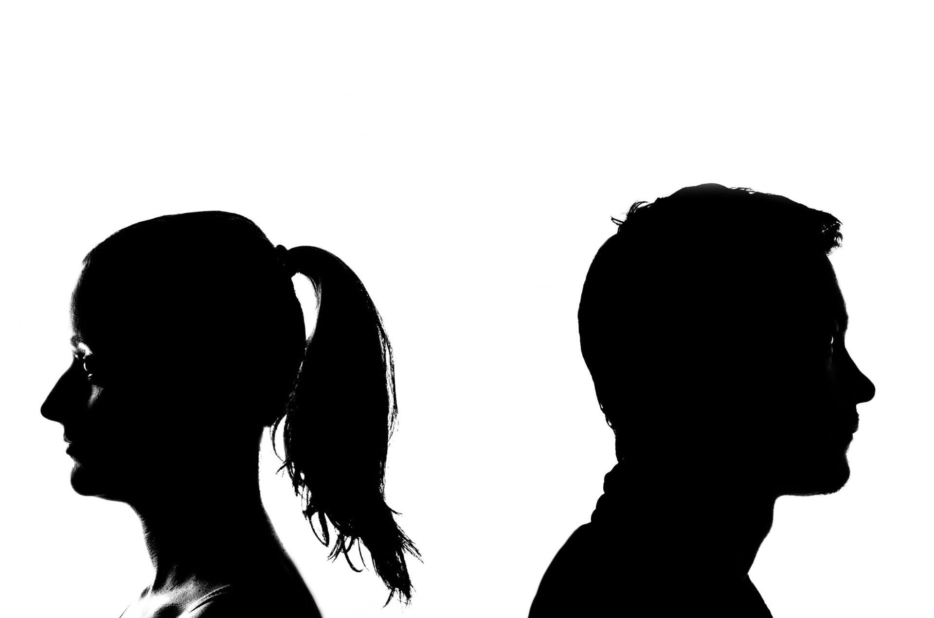 profile View, contemplation, separation, sister, couple, two people, women, cut out, black And White, marriage, photo, human face, females, separate, breakup, HD Wallpaper