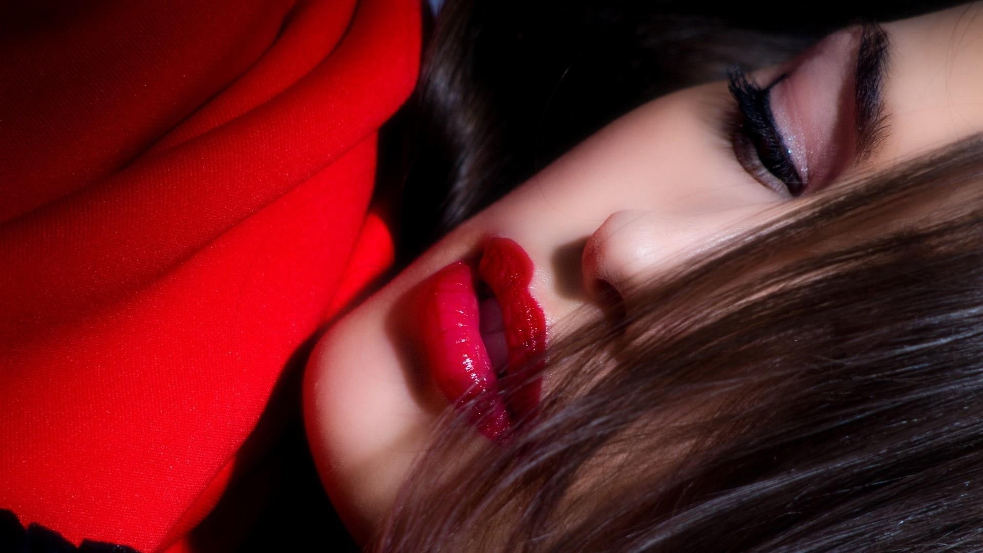 model, human body part, beautiful woman, red, women, make-up, fashion, lipstick, studio shot, beauty, hairstyle, beautiful people, human lips, one person, HD Wallpaper
