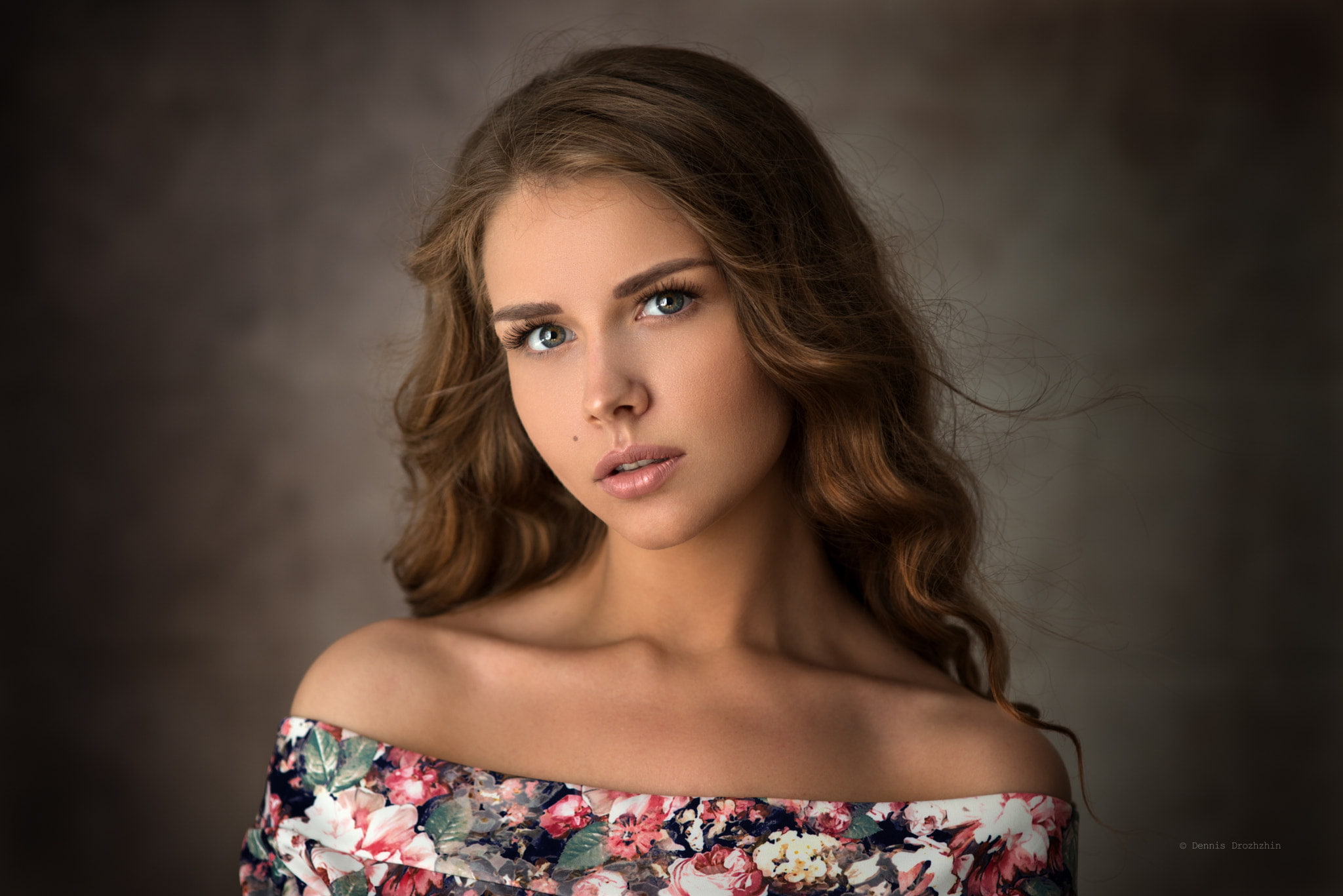Dennis Drozhzhin, portrait, wavy hair, model, blue eyes, 500px, 1080P, women, Lana, HD Wallpaper