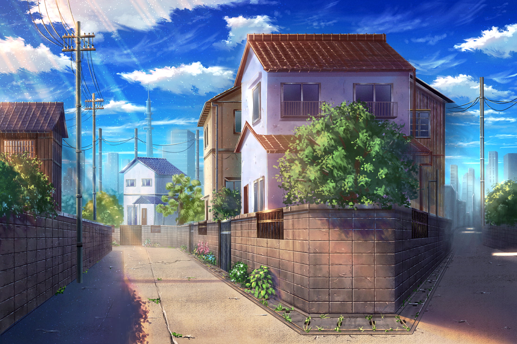 Anime, 1080P, City, Original, Street, House, HD Wallpaper