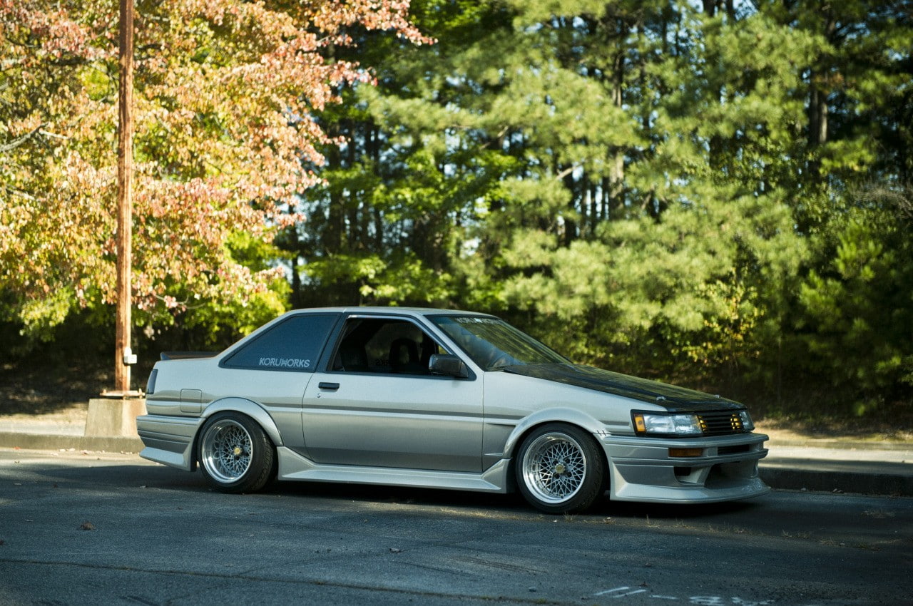 720P, car toyota corolla ae86 stance tuning jdm old school wheels trees street vehicle ae86 toyota ae86 levin, HD Wallpaper