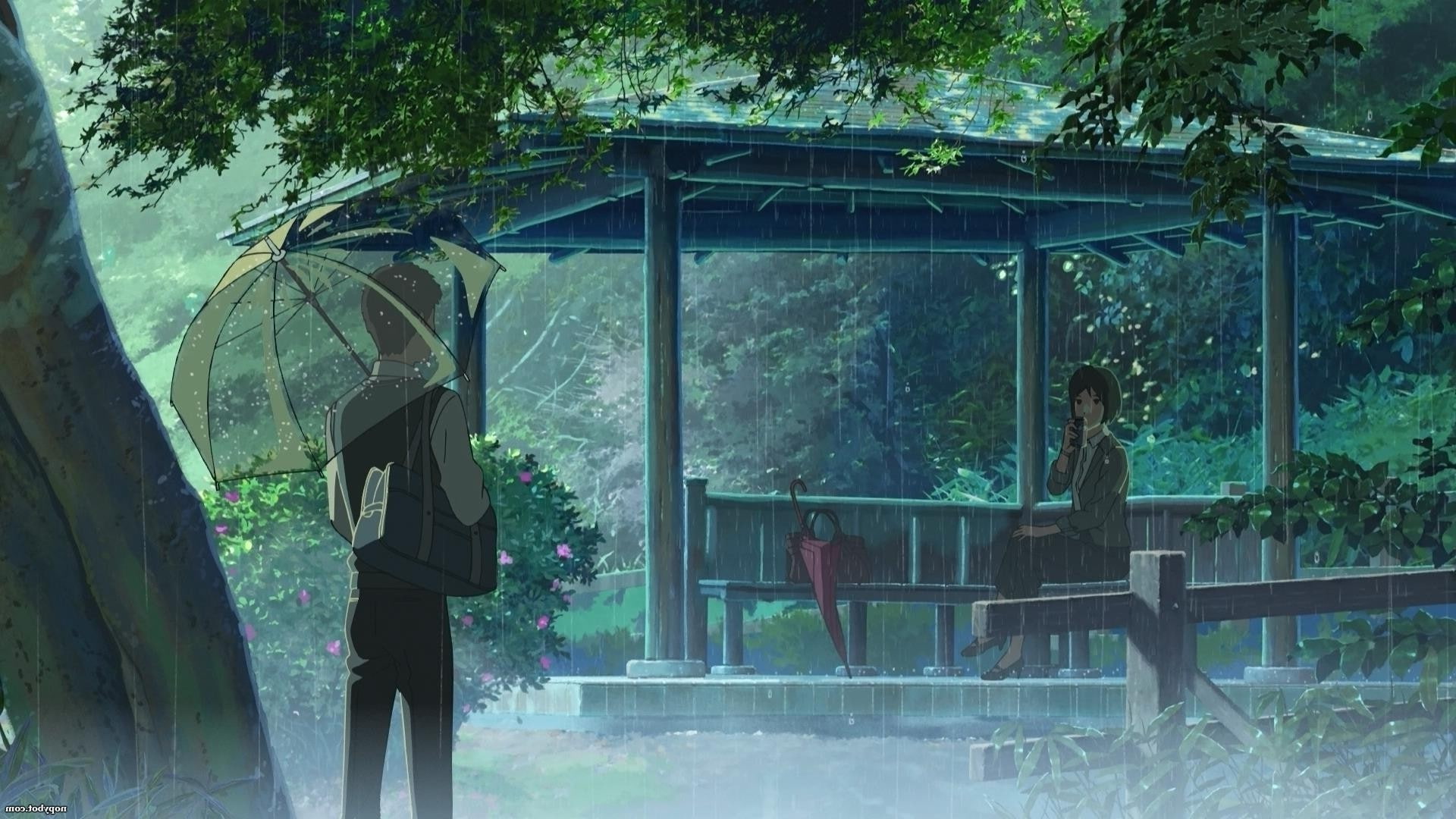 The Garden Of Words, rain, Makoto Shinkai, 1080P, HD Wallpaper