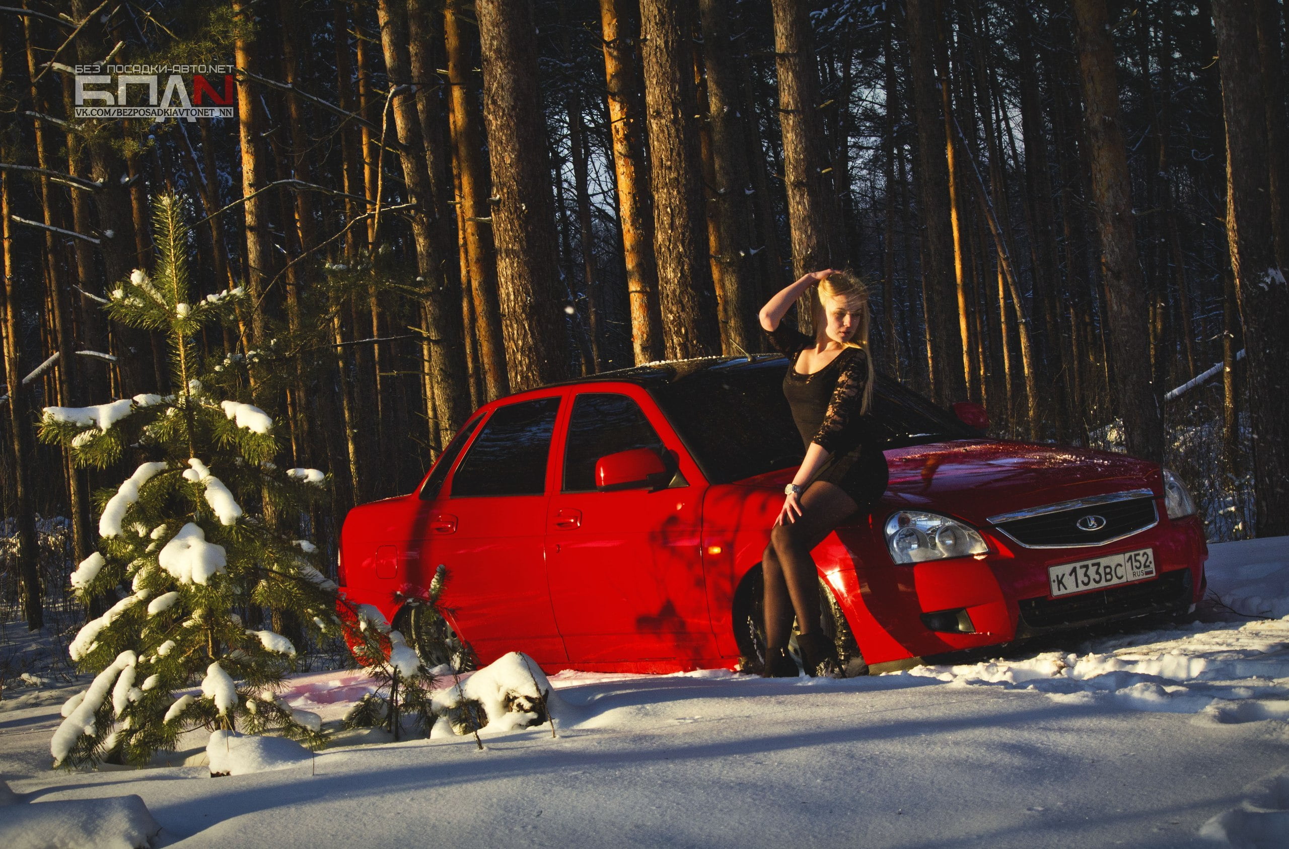 girl, land Vehicle, woodland, real people, land, auto, hairstyle, VAZ, tata, motor vehicle, winter, day, outdoors, sedan, red, Prior, machine, BPAN, snow, HD Wallpaper