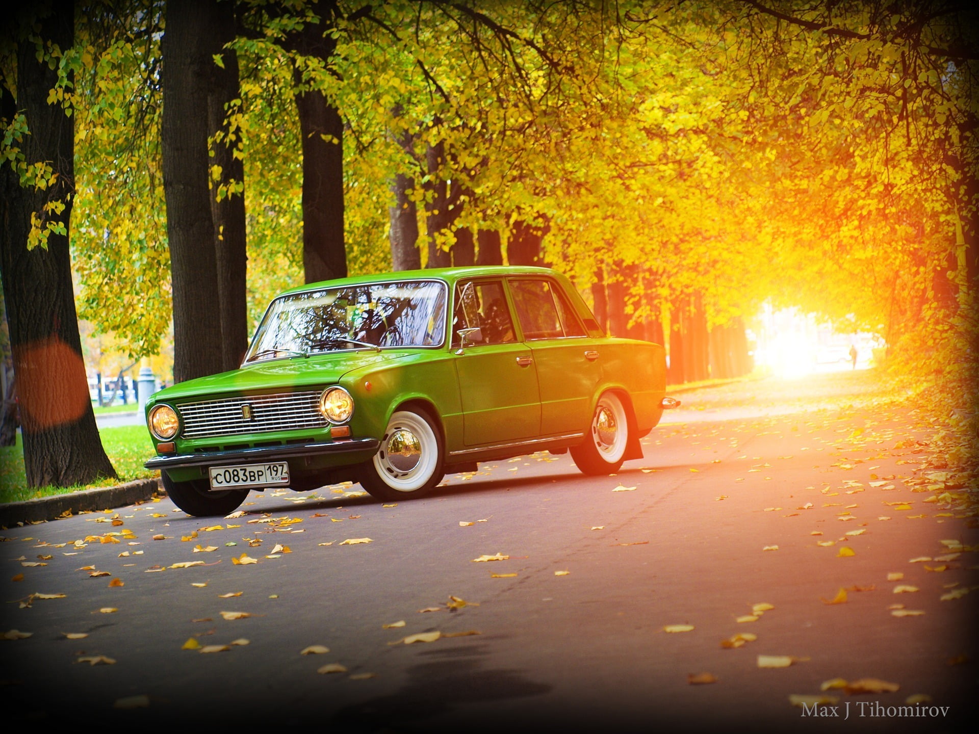 motor vehicle, driving, chrome, VAZ, autumn, bumper, sunlight, 2101, collectors Car, trunk, mode of transportation, wheel, old-fashioned, plant, retro Styled, HD Wallpaper