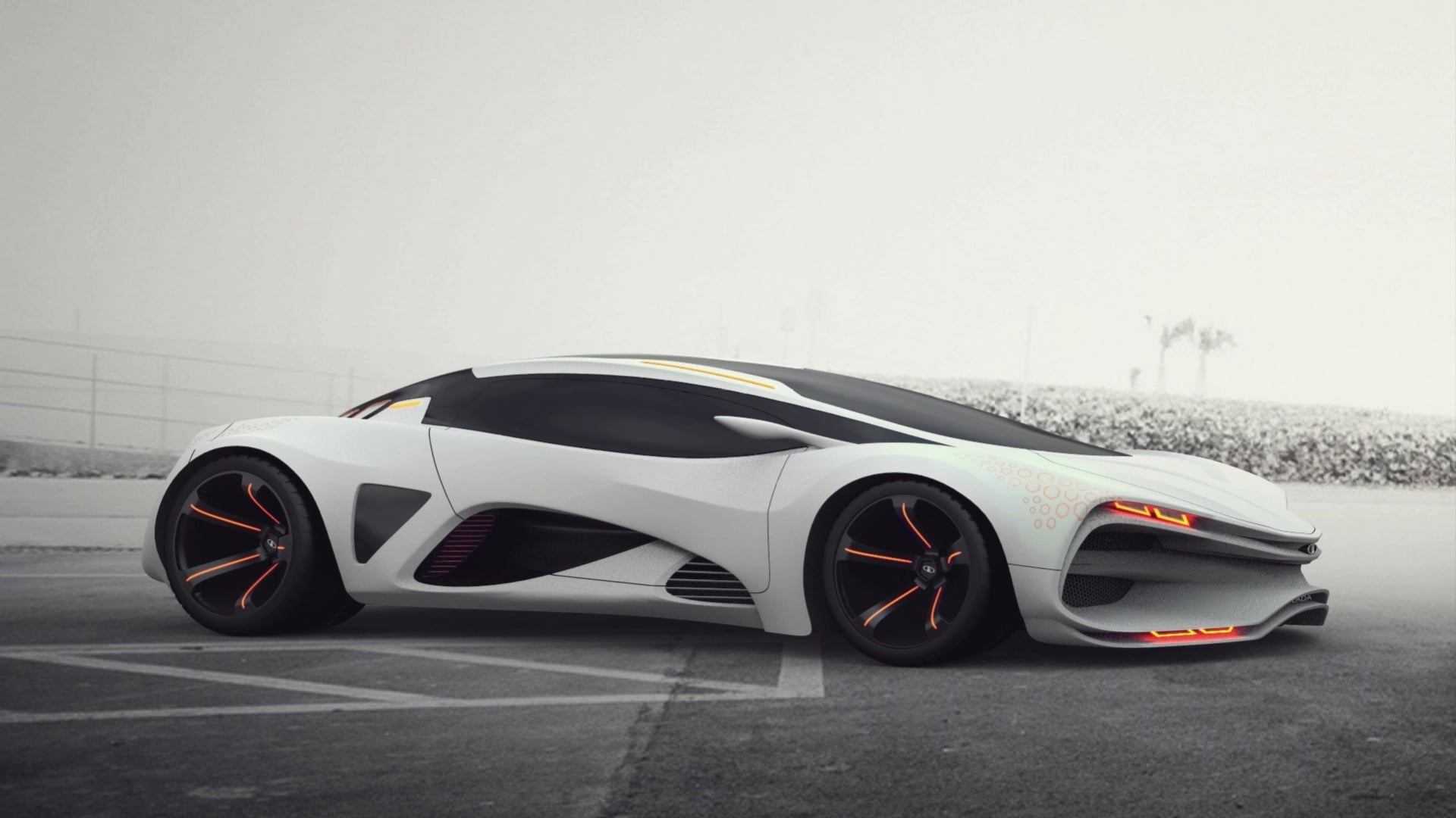 lada, transportation, no people, copy space, road, motor vehicle, mode of transportation, wheel, white car, stationary, luxury vehicle, speed, red, day, HD Wallpaper