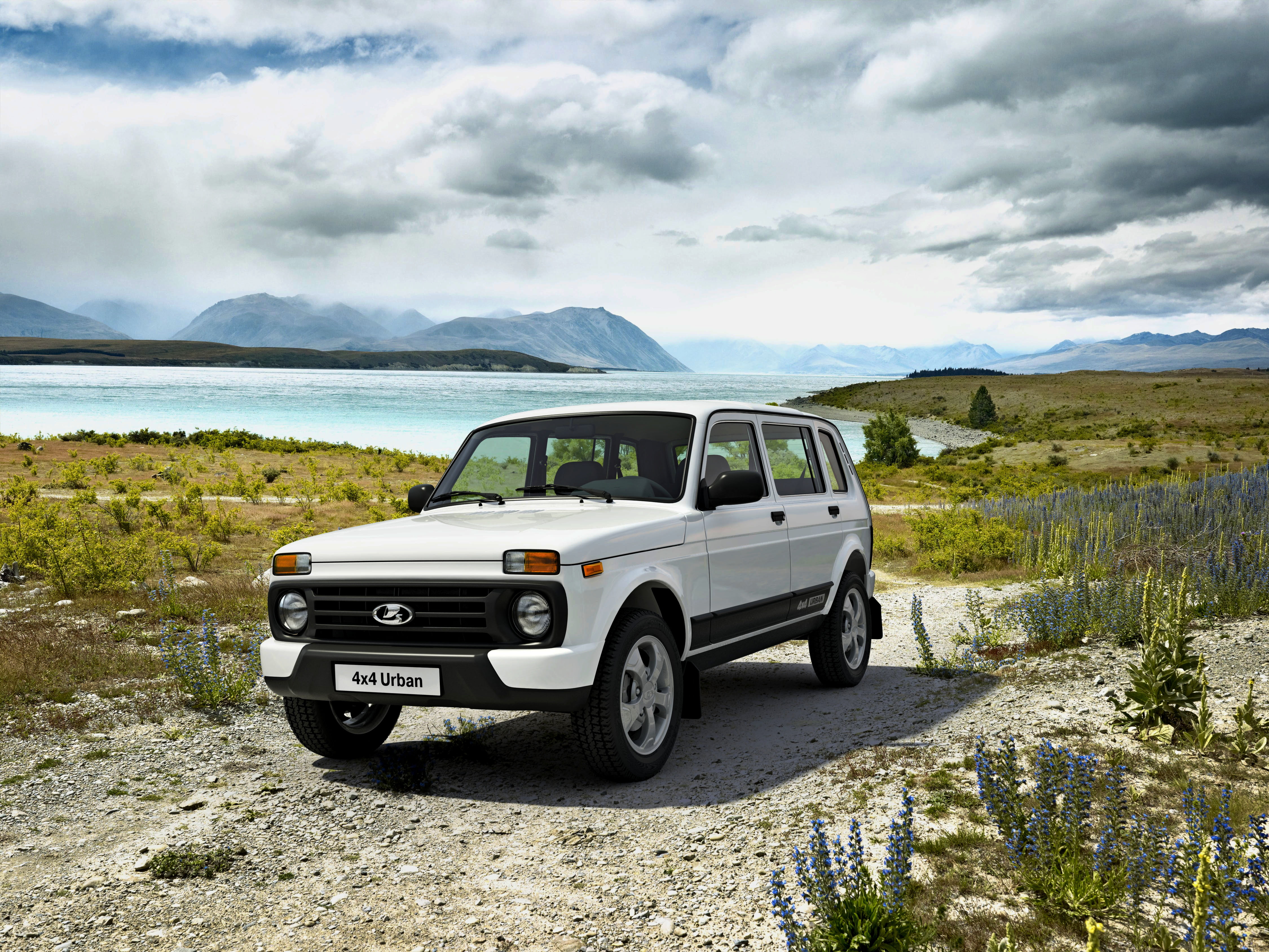 the five-door, AvtoVAZ, pond, 4K, Lada 4x4 Urban, primer, SUV, clouds, the sky, vegetation, Niva, HD Wallpaper
