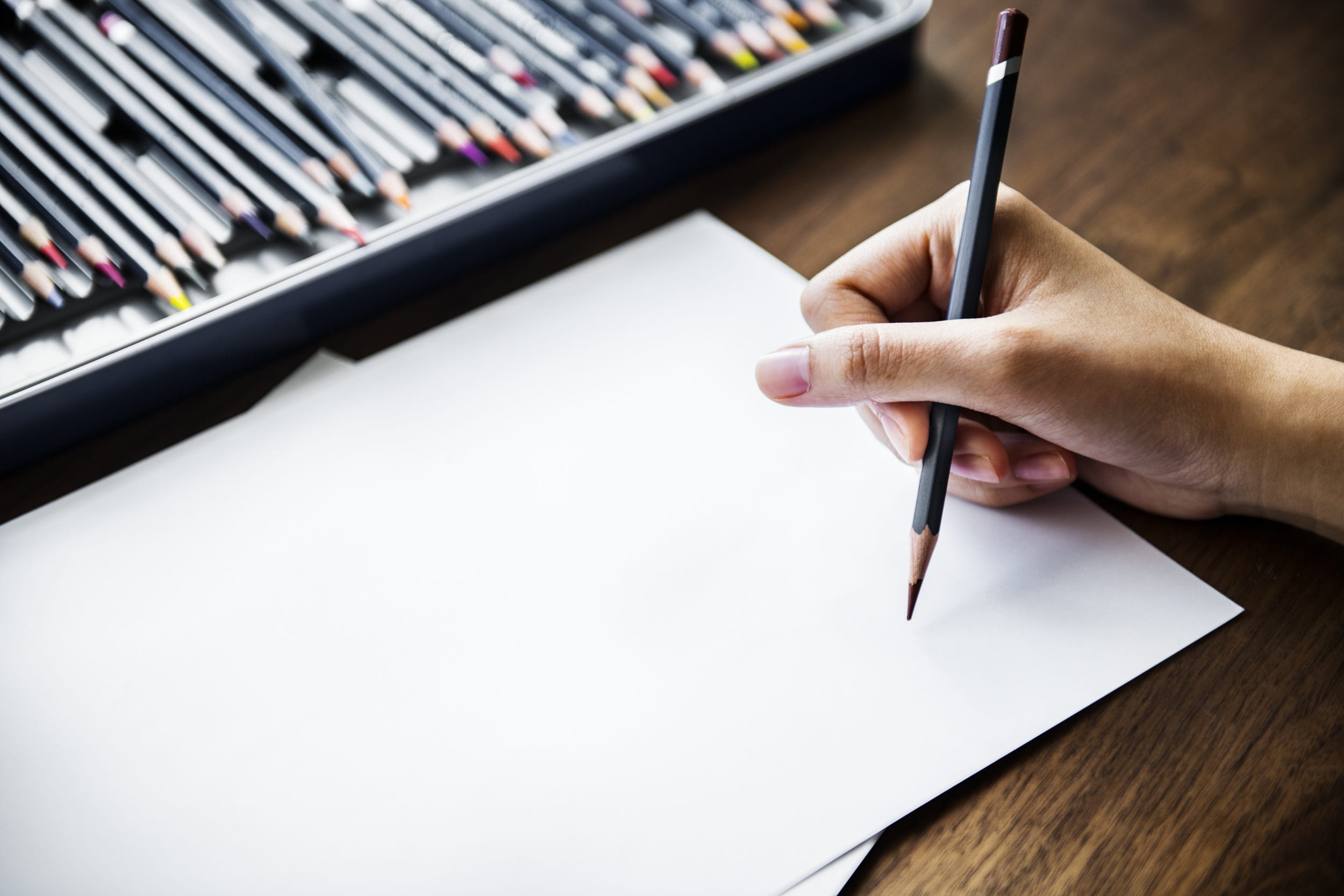 adult, lancer, paper, one person, creativity, drawing, finger, workspace, blank, body part, empty, bright, pencil, business, rainbow, design space, pen, HD Wallpaper