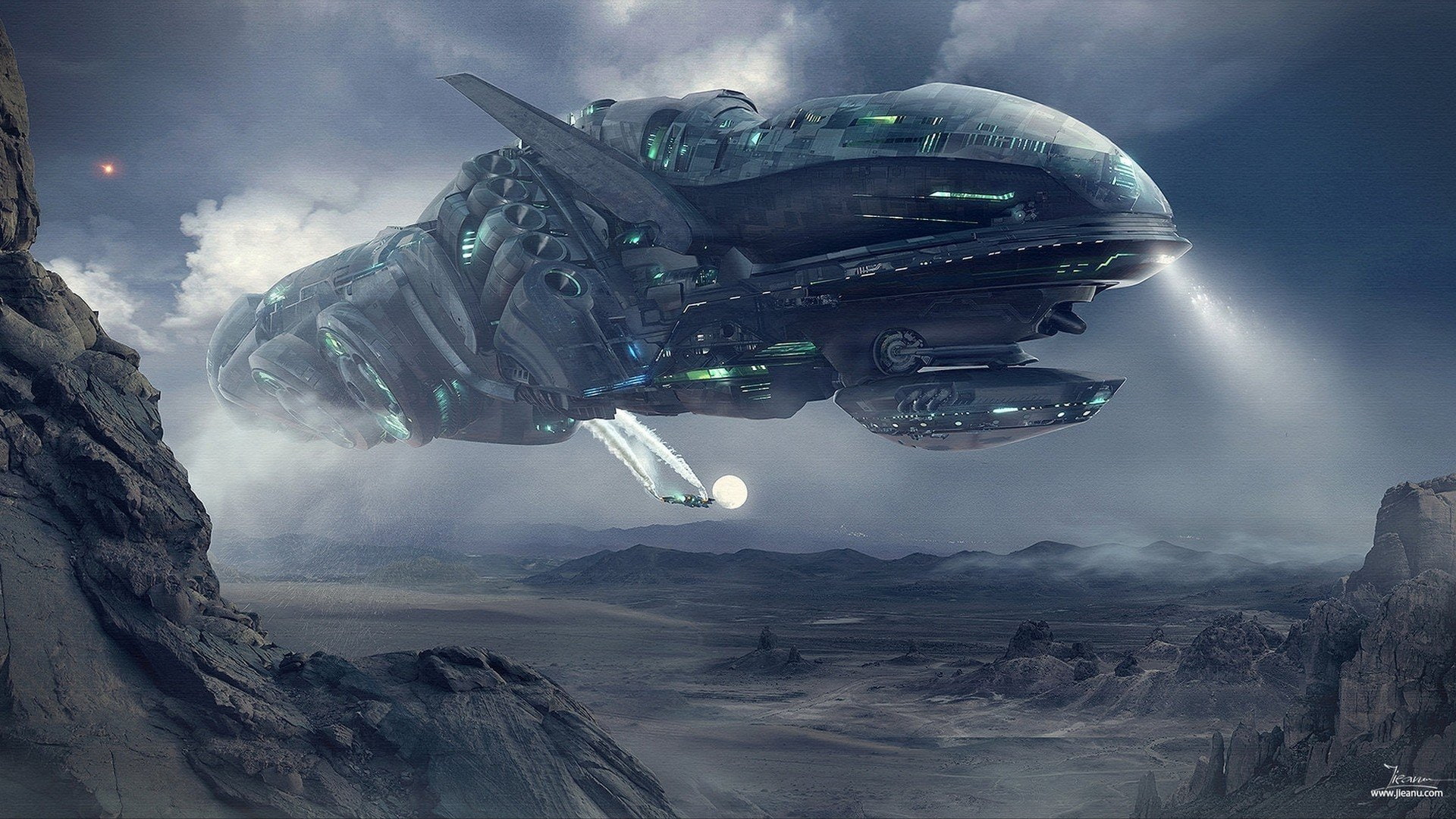 1080P, spaceship, Dragos Jieanu, science fiction, HD Wallpaper