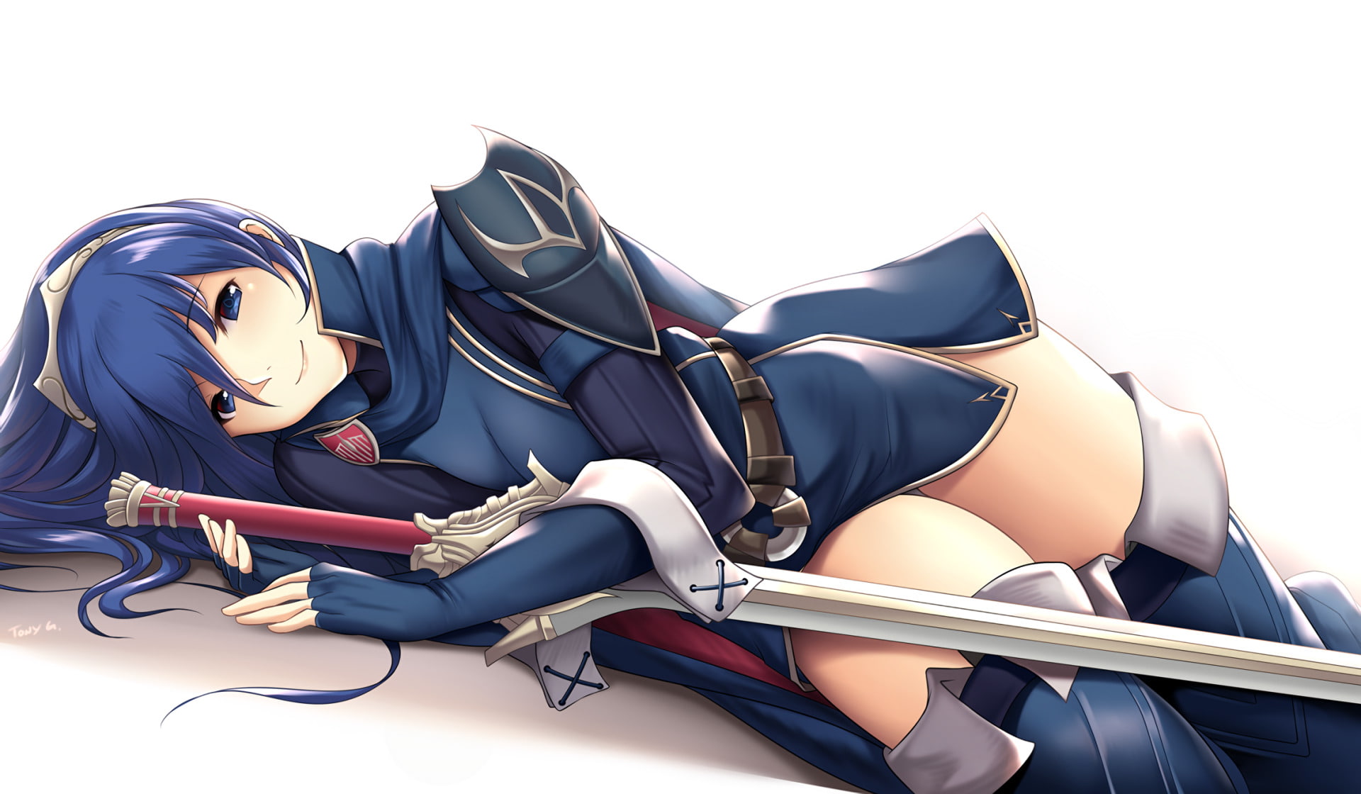 tangled, indoors, black color, furniture, lifestyles, shoe, clothing, blue, women, adult, people, 1080P, cut out, Lucina (Fire Emblem), full length, Fire Emblem, HD Wallpaper