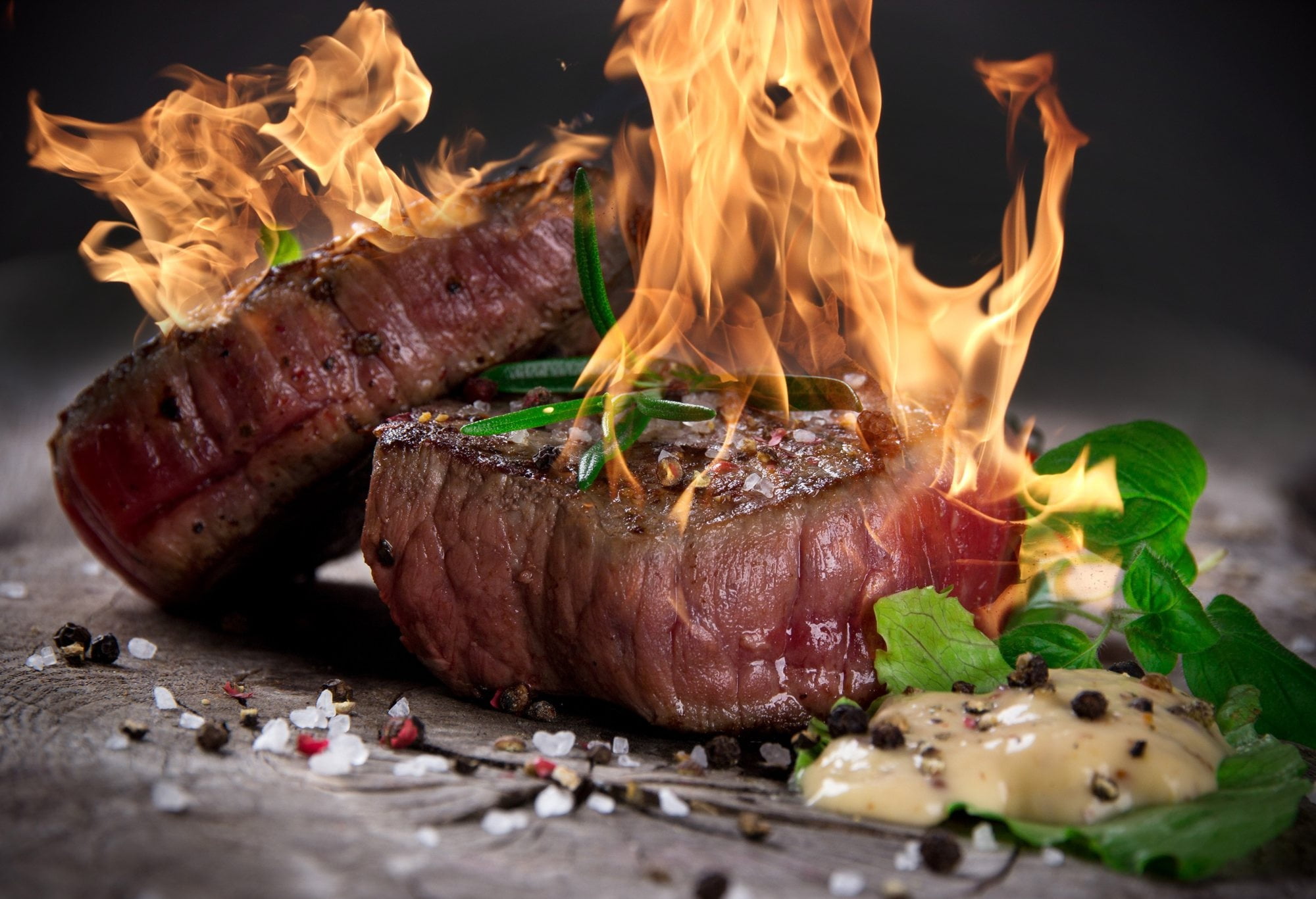 steak, food, fire, 1080P, meat, HD Wallpaper