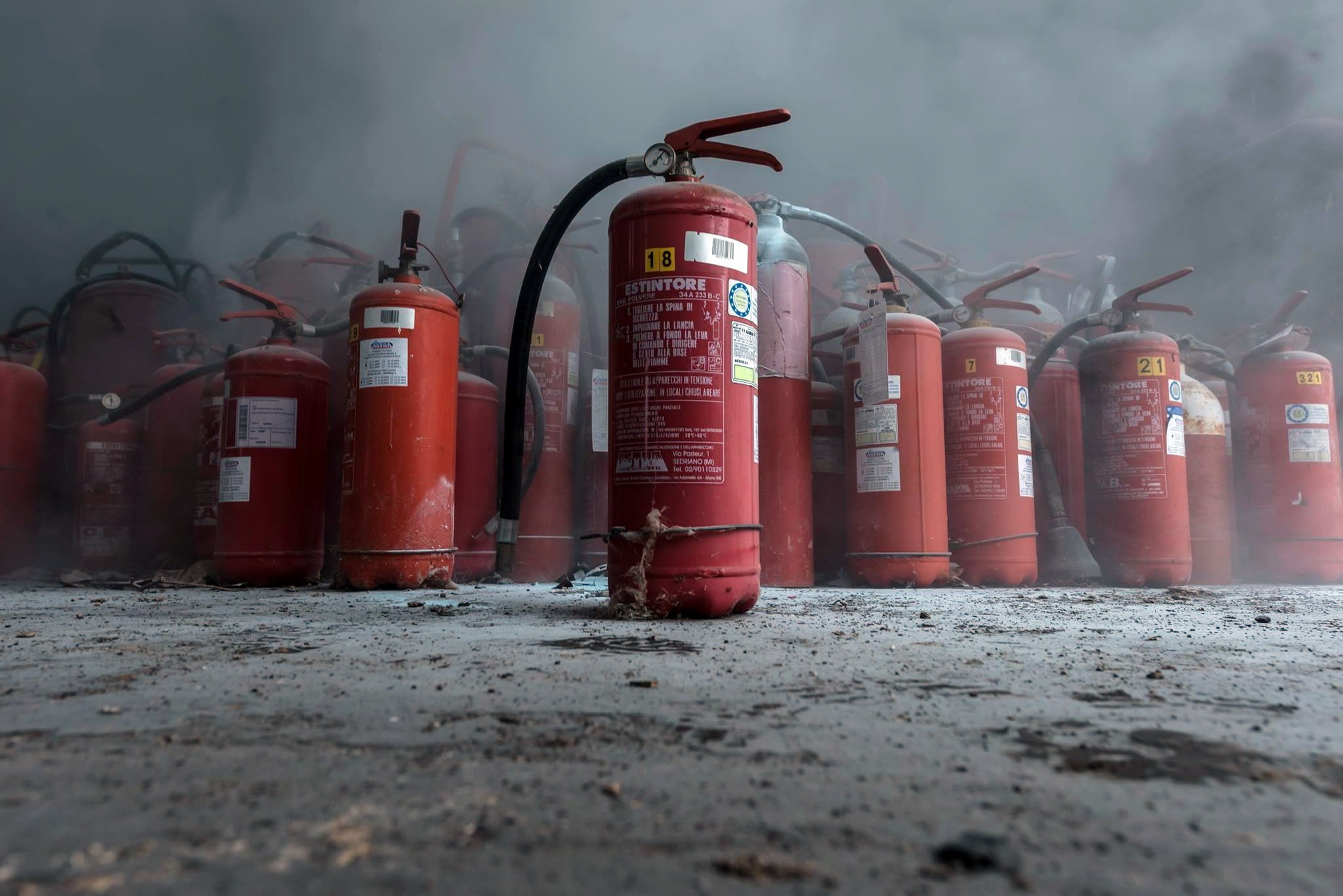 fire extinguishers, 1080P, background, smoke, HD Wallpaper