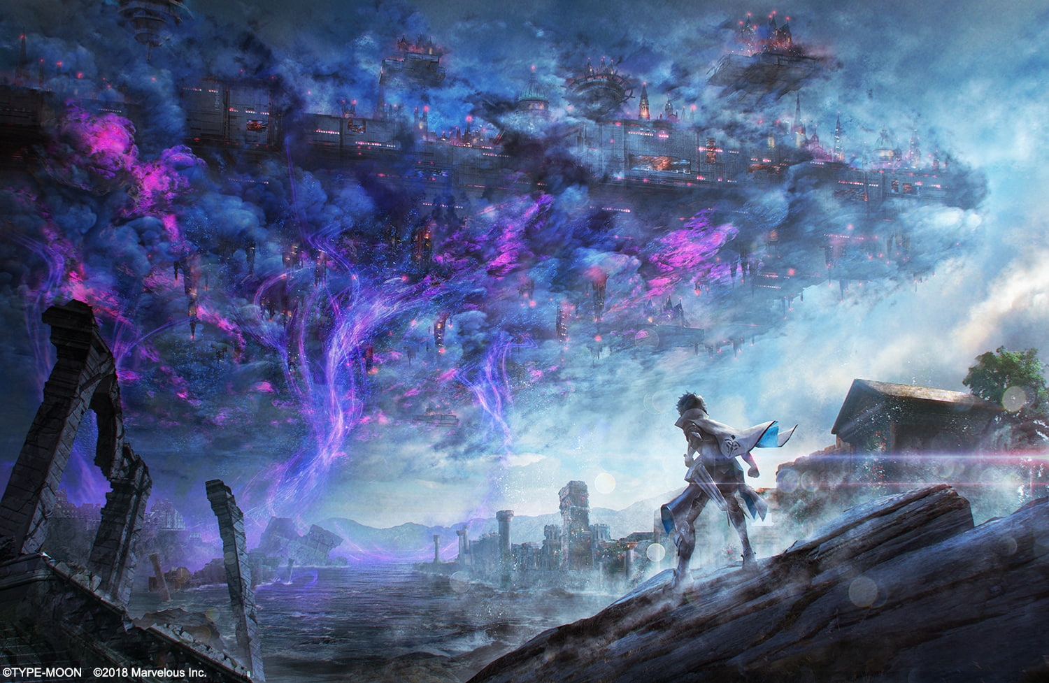 city, tree, long exposure, day, art and craft, representation, motion, Fate Series, video games, building exterior, architecture, nature, 720P, smoke - physical structure, HD Wallpaper