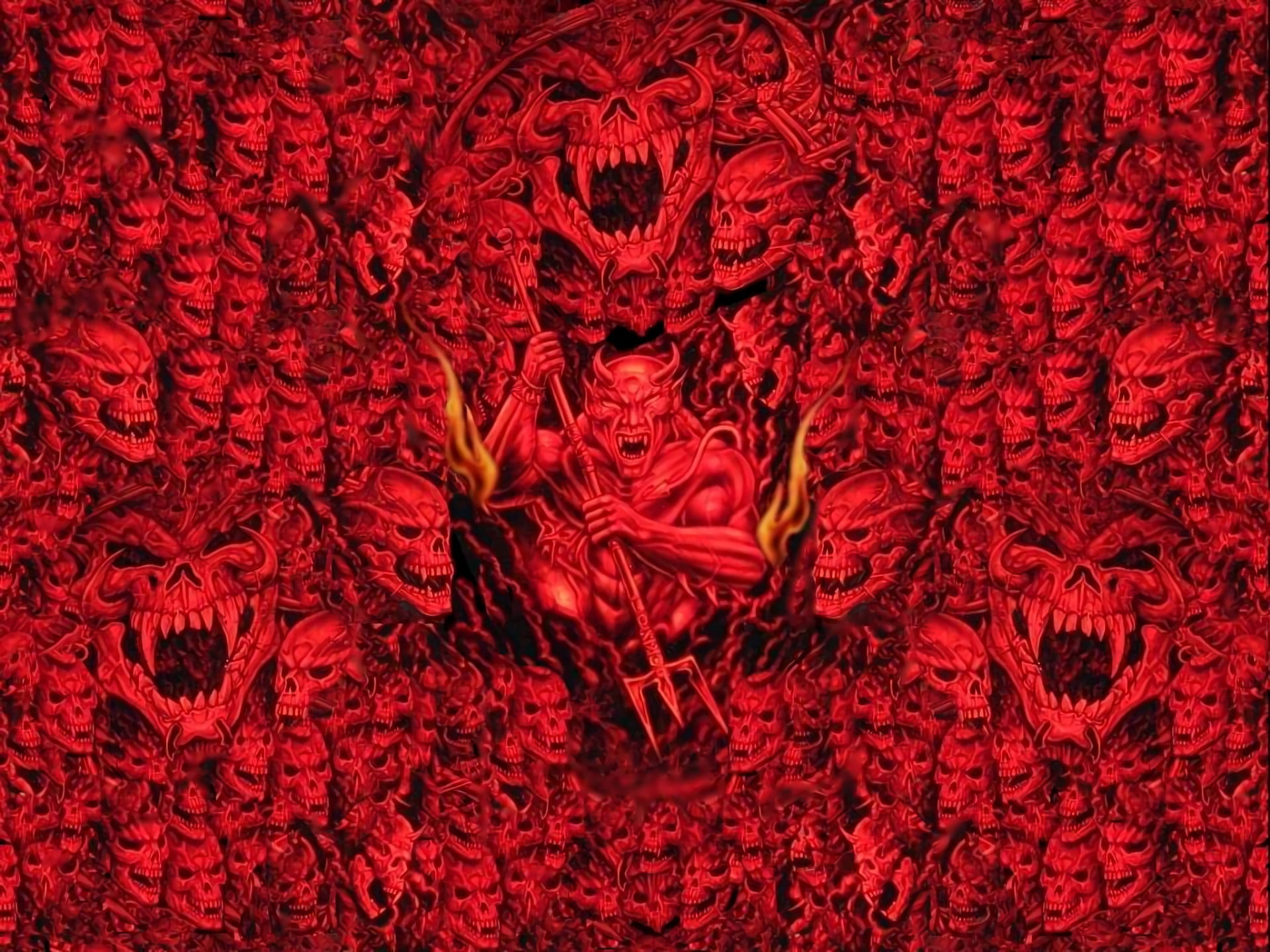 1080P, Hell, Demon, Devil, Red, Skull, Artistic, Dark, HD Wallpaper