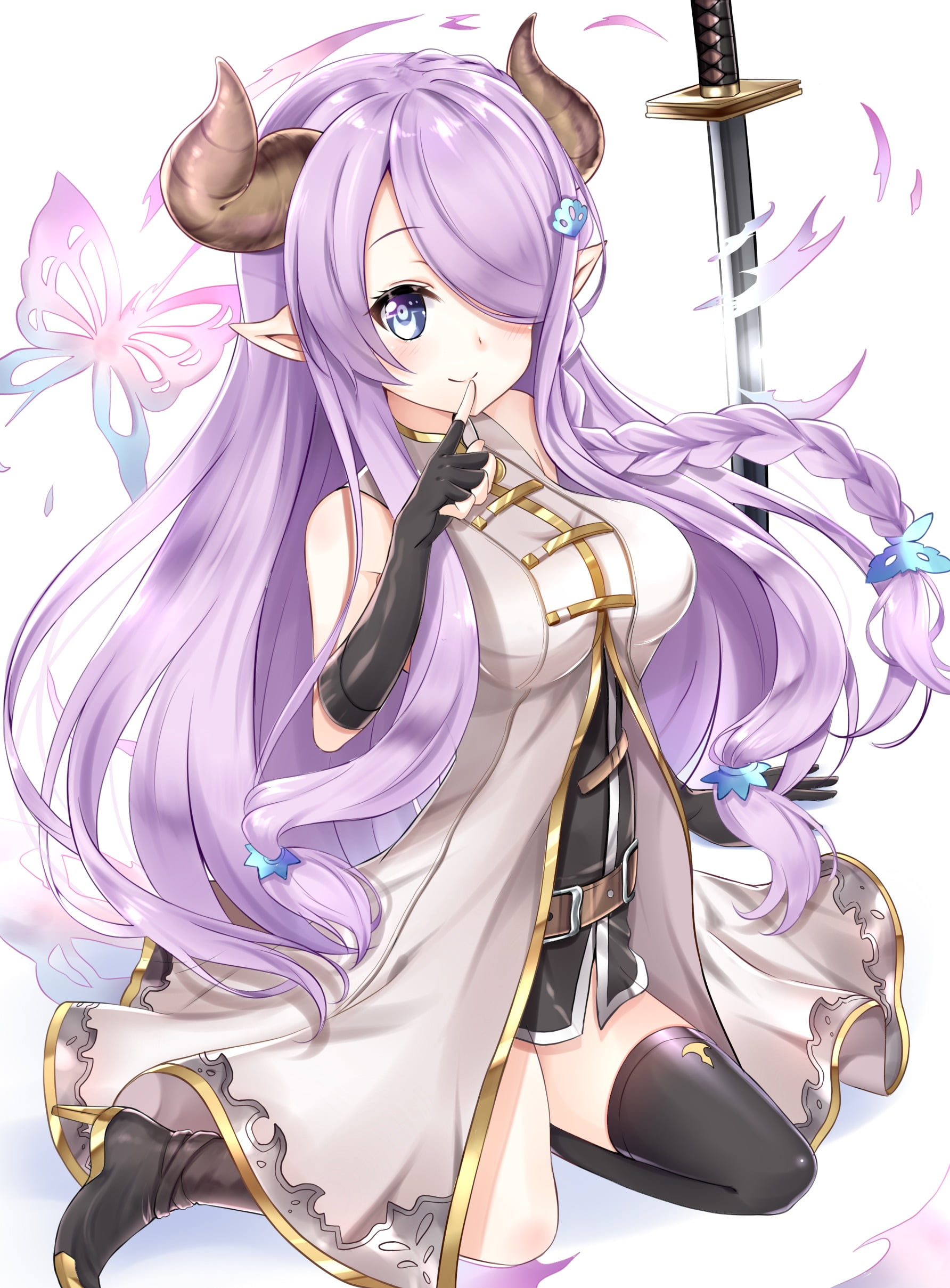 arts culture and entertainment, Granblue Fantasy, no people, pink color, variation, 1080P, art and craft, clothing, sword, fashion, indoors, anime girls, Phone HD Wallpaper