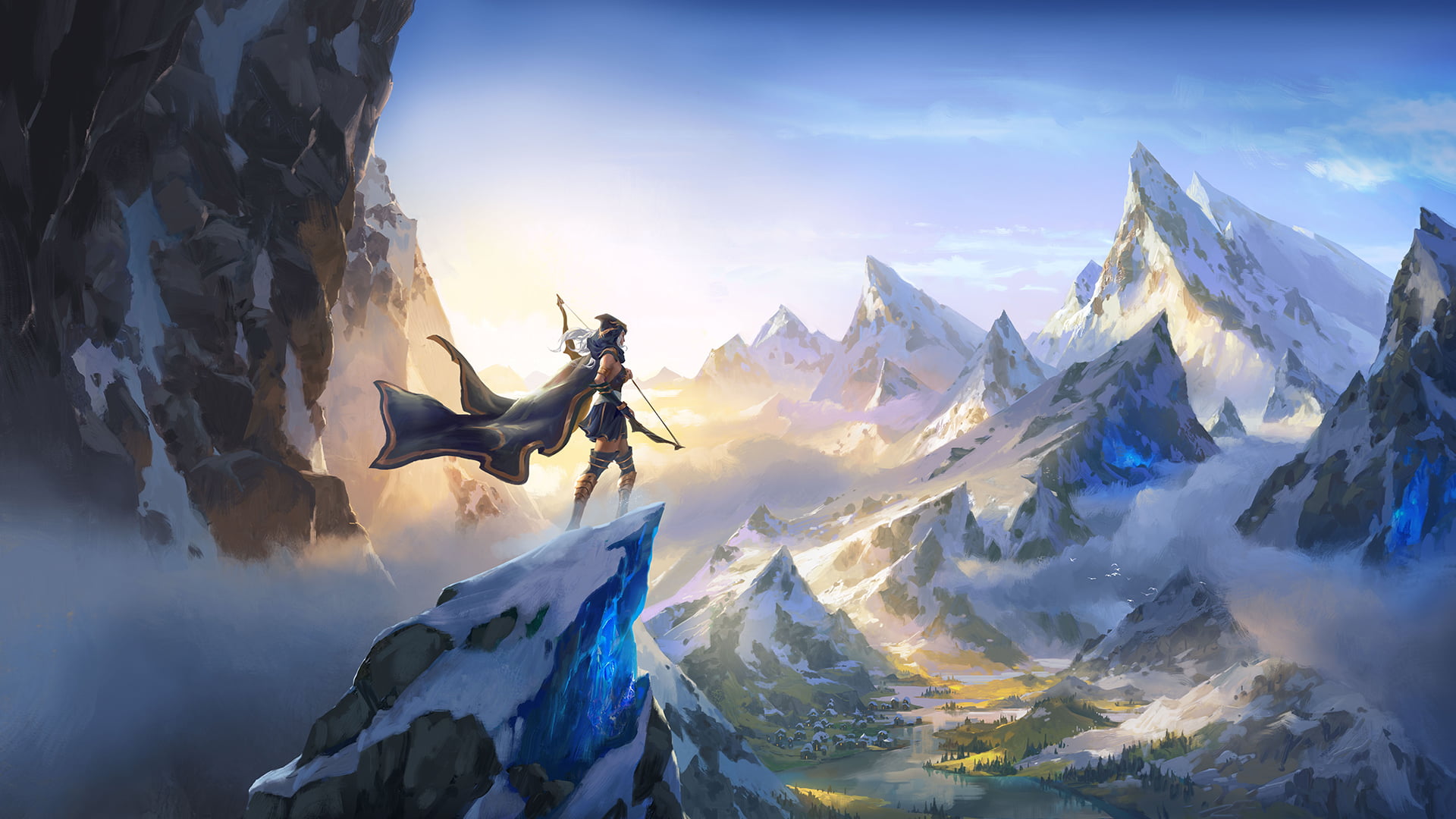 1080P, League of Legends, mountains, sky, Ashe (League of Legends), HD Wallpaper