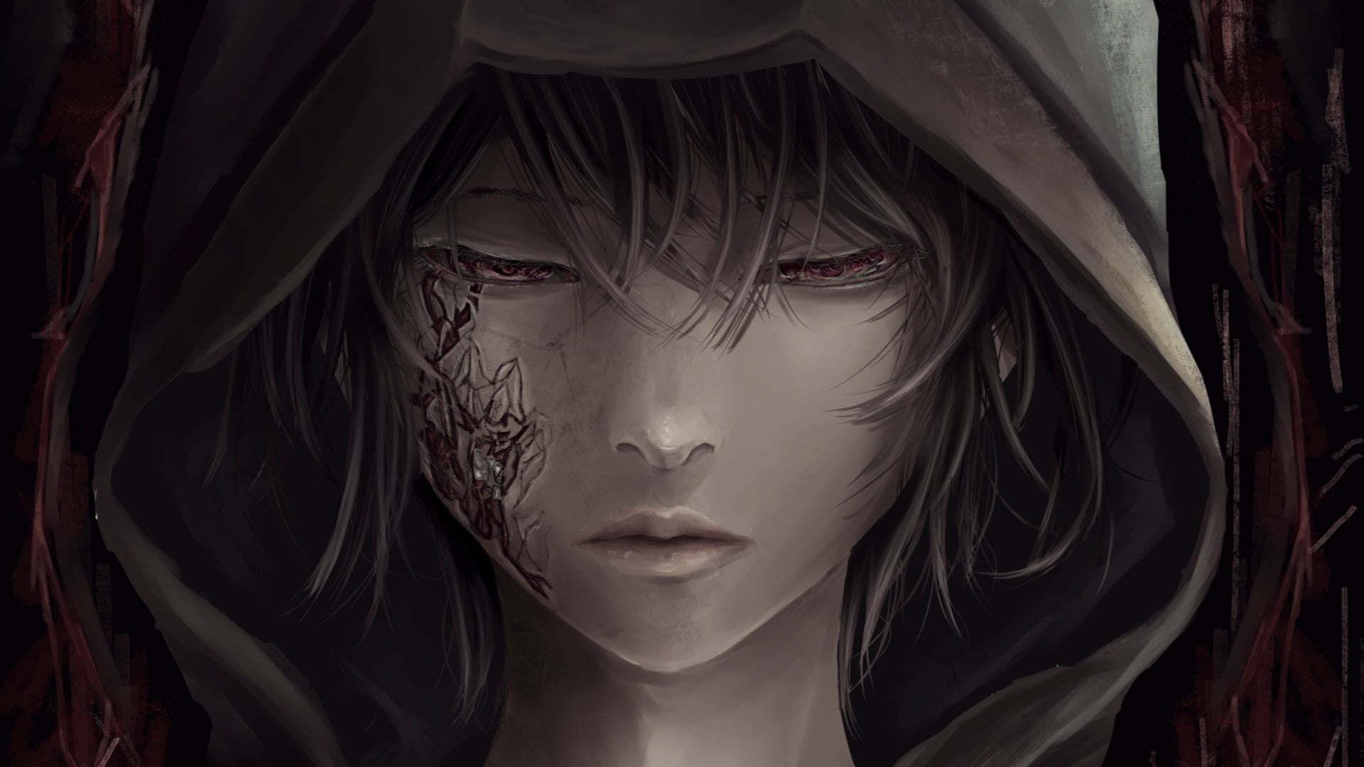 human representation, young adult, women, adult, art and craft, close-up, anime, illustration, one person, fear, hoods, representation, creativity, spooky, HD Wallpaper
