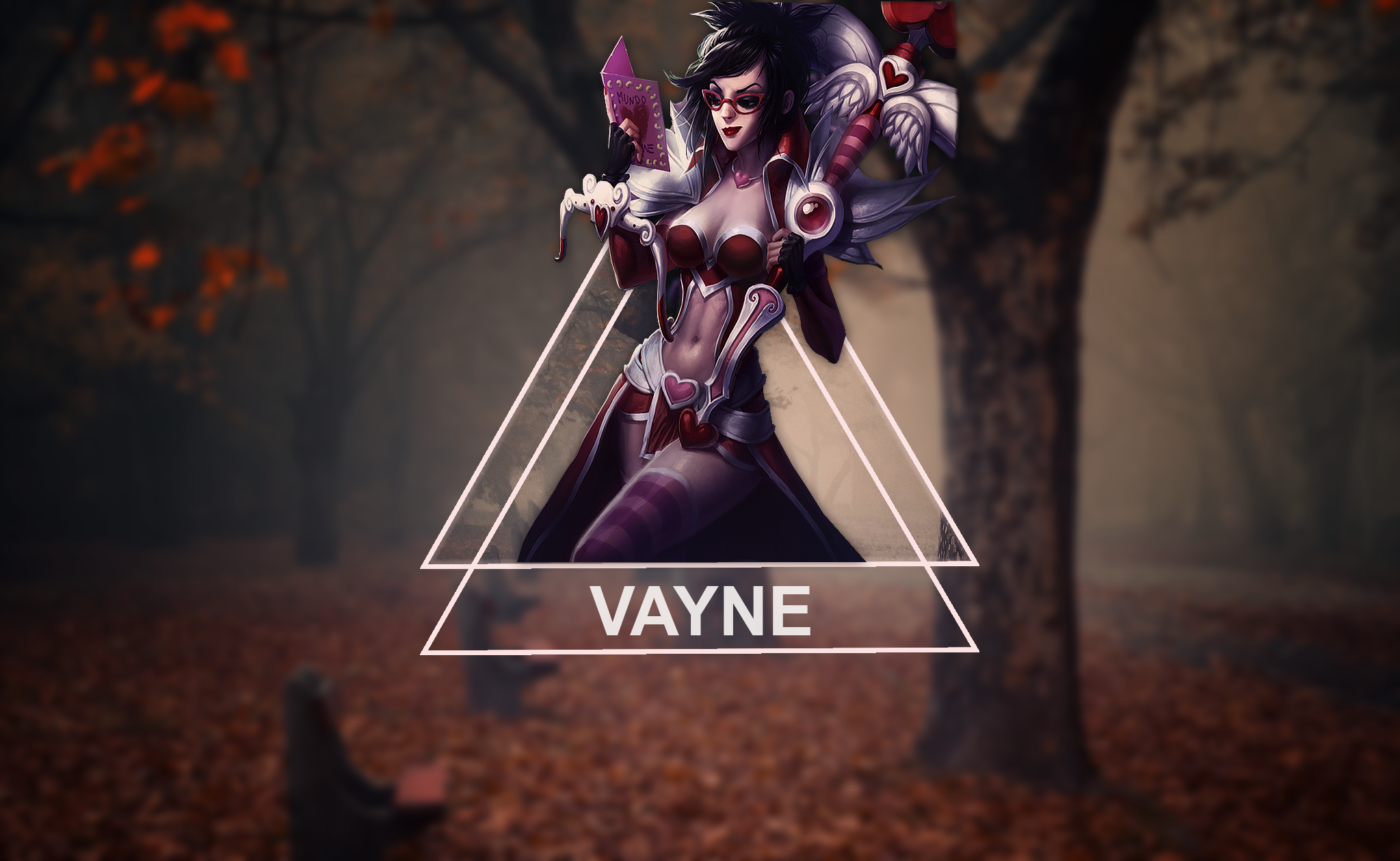 Vayne (League of Legends), outdoors, leaves, lifestyles, leisure activity, tree, focus on foreground, sitting, autumn, nature, real people, western script, HD Wallpaper