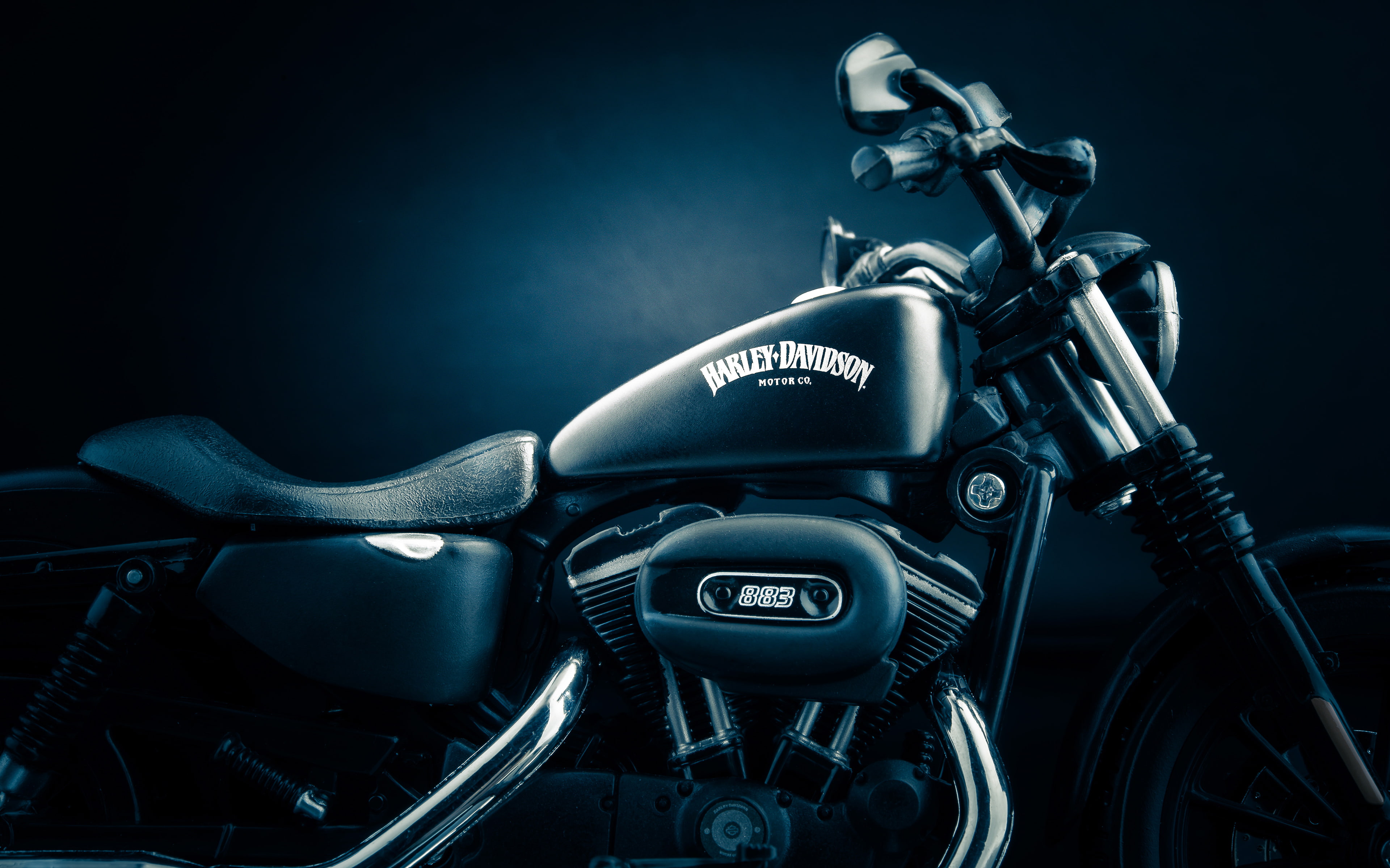 black background, sport, Iron, 883, blue, mode of transportation, silver colored, Davidson, close-up, no people, transportation, speed, land vehicle, wheel, HD Wallpaper