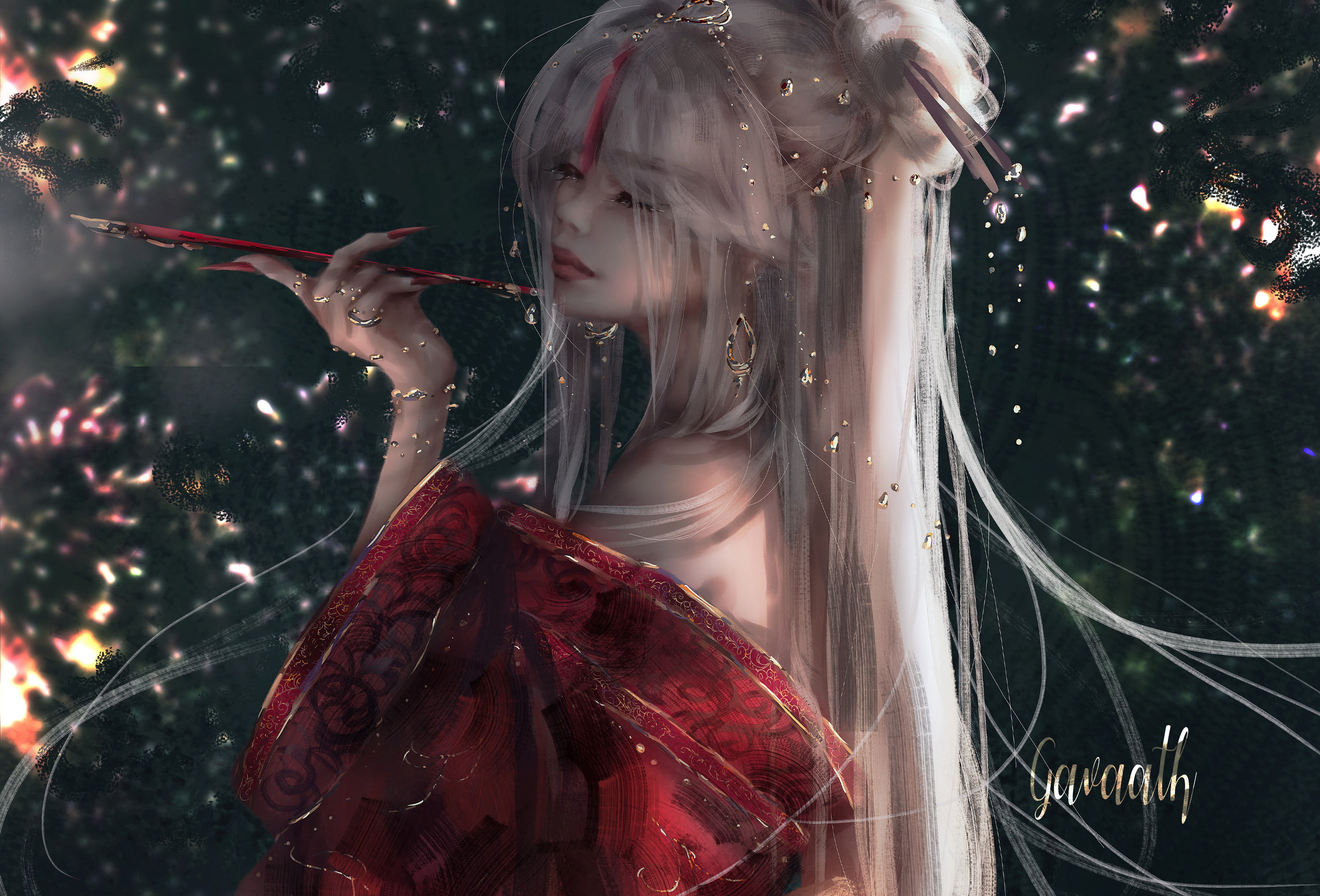 Ningguang (Genshin Impact), Gavaath (Artist), 2K, Genshin Impact, video game art, HD Wallpaper