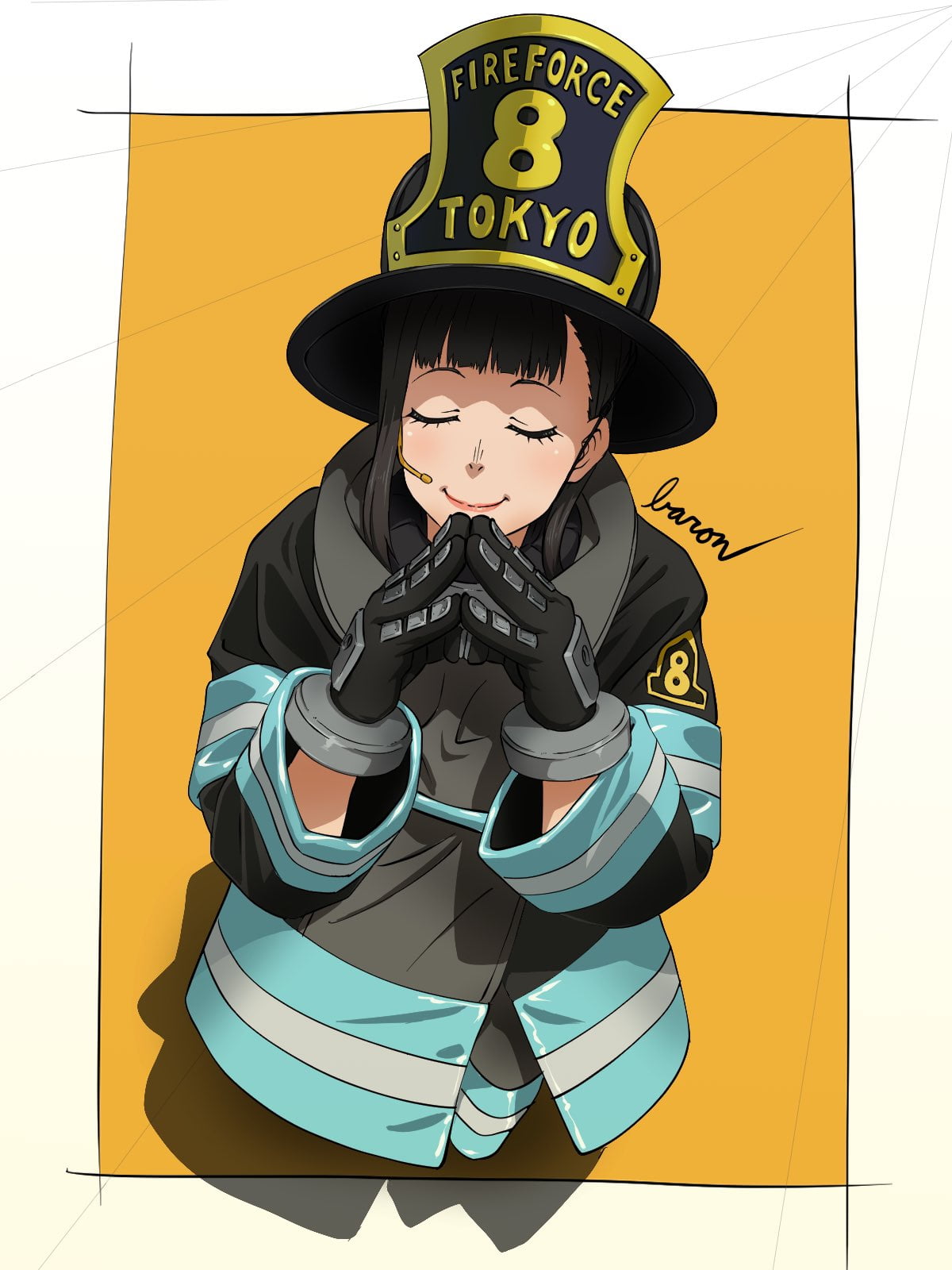 playing, Military Uniform, long sleeves, black hair, 2D, closed eyes, black gloves, firefighers, vertical, female soldier, Maki Oze, witch hat, anime, long hair, Phone HD Wallpaper