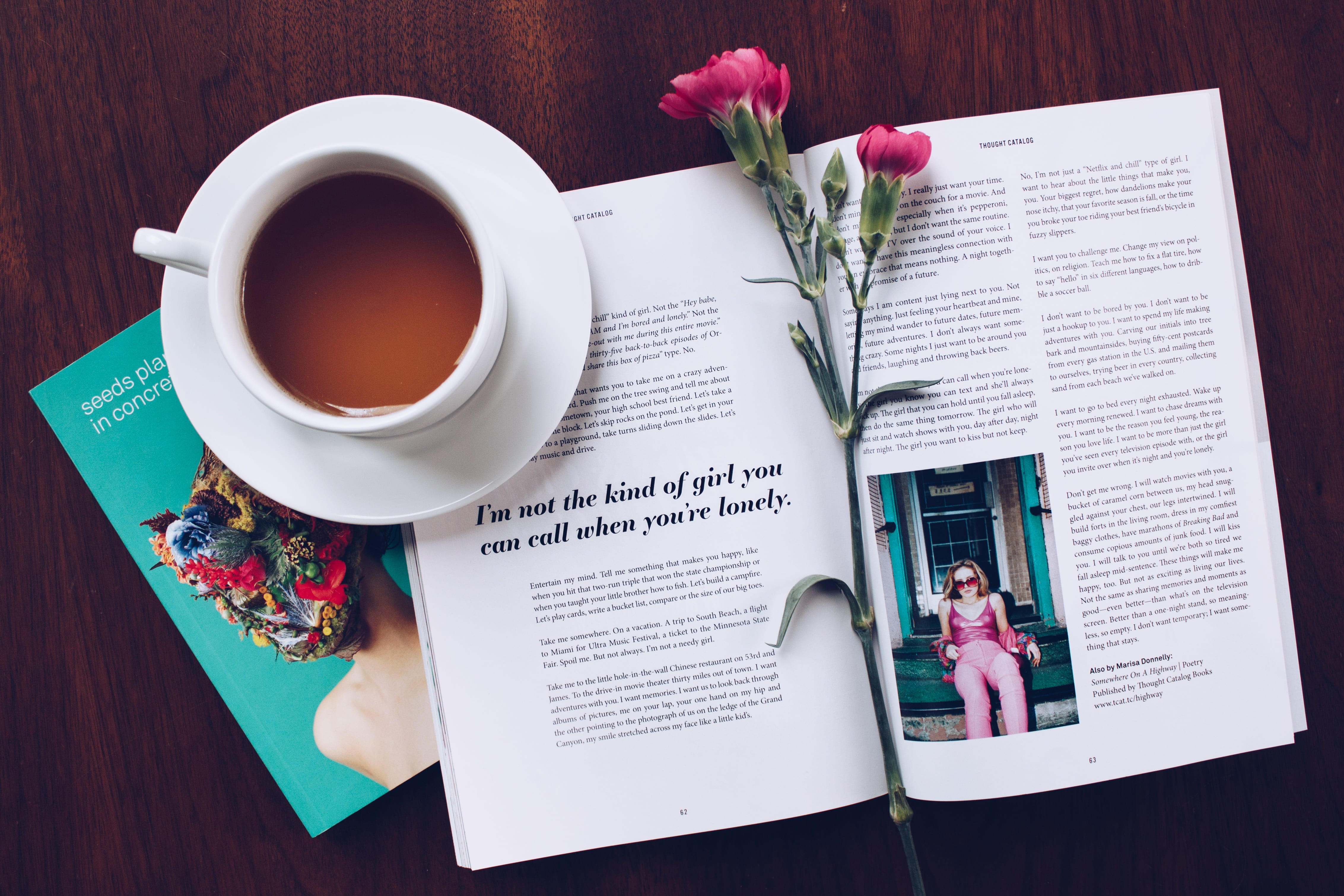 crockery, yellow, plant, table, read, books, photography, life, indoors, hands, woman, exist, view, daisy, communication, coffee, high angle view, pink, HD Wallpaper