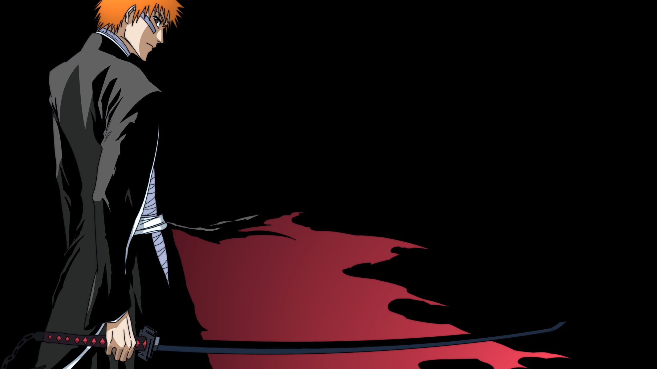 anime boys, Kurosaki Ichigo, bankai, 1080P, black background, anime, Bleach, HD Wallpaper
