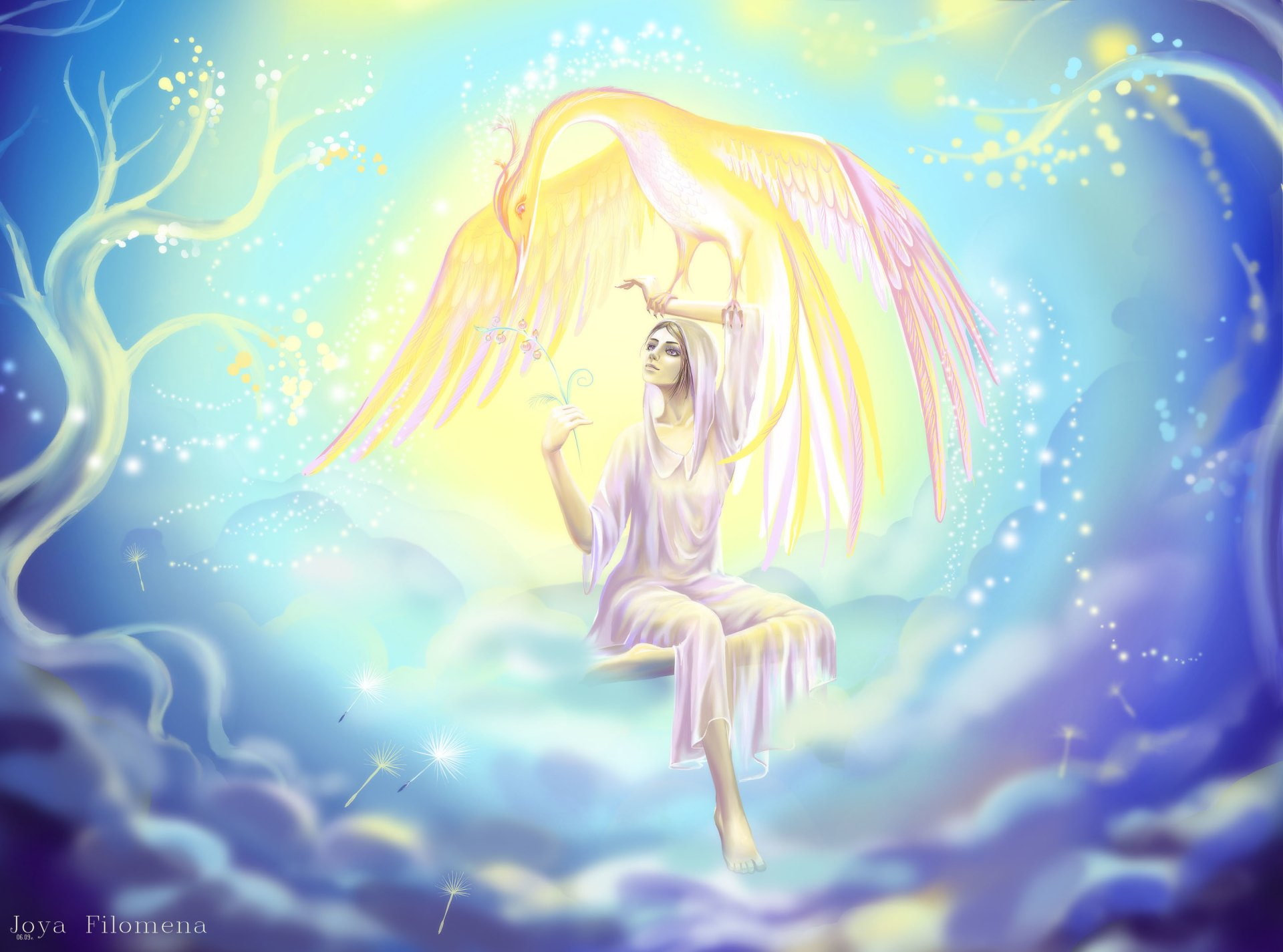 Fantasy, Magic, Bird, 1080P, Phoenix, Girl, Woman, Women, HD Wallpaper