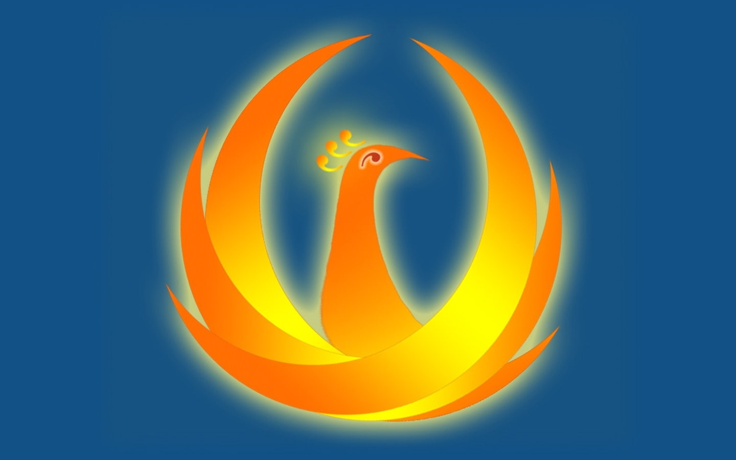 colored background, orange color, blue, anthropomorphic smiley face, indoors, Phoenix, creativity, bird, positive emotion, 720P, circle, geometric shape, HD Wallpaper