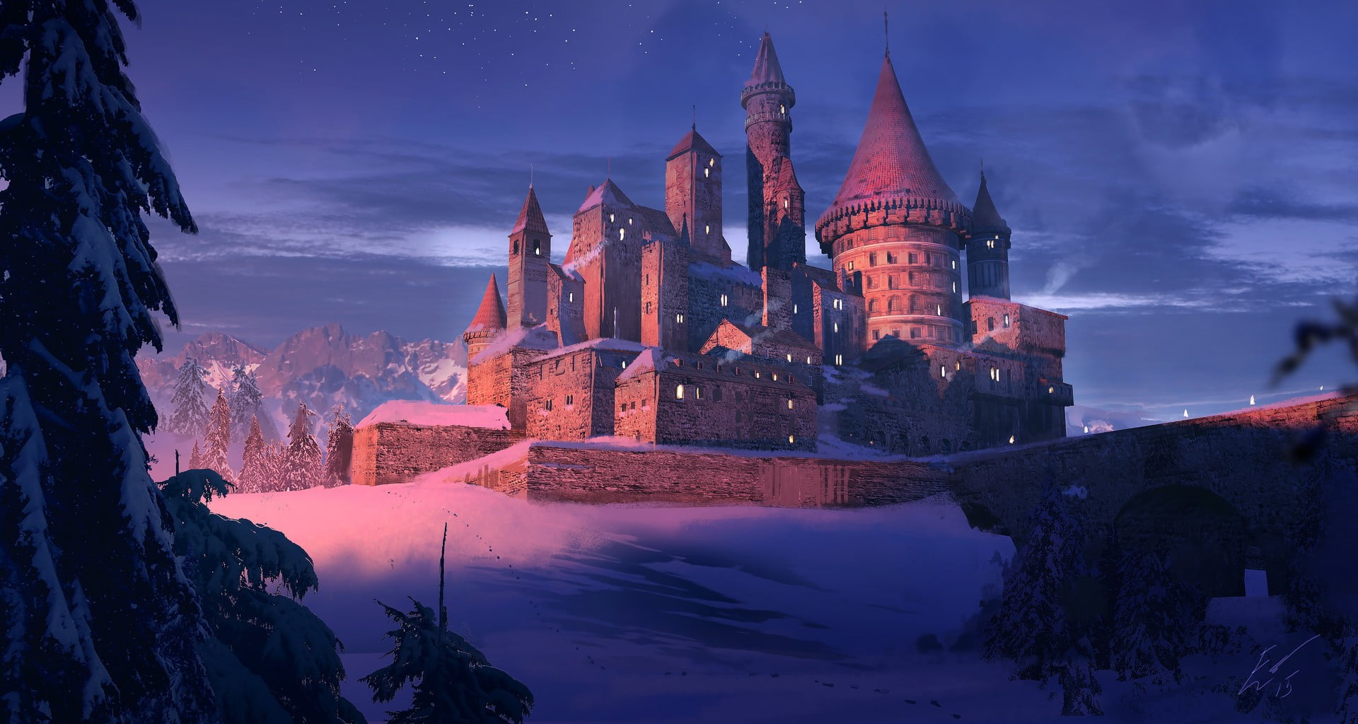 no people, 1080P, religion, spirituality, illustration, castle, architecture, building, travel destinations, belief, cold temperature, brown, the past, HD Wallpaper