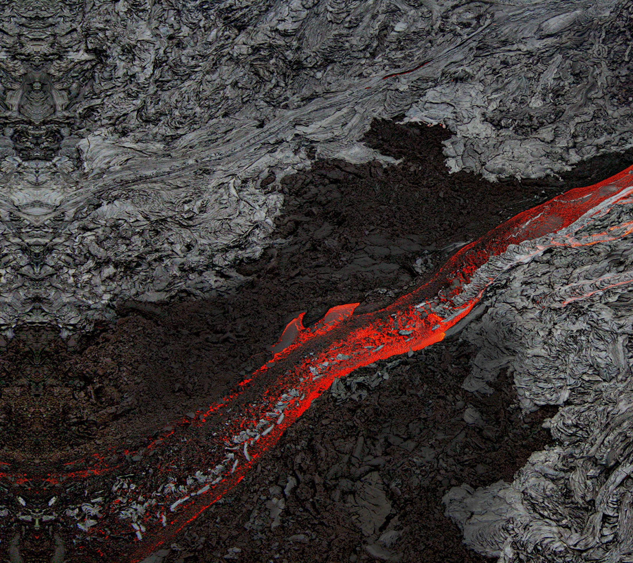 lava, red, 1080P, selective coloring, HD Wallpaper
