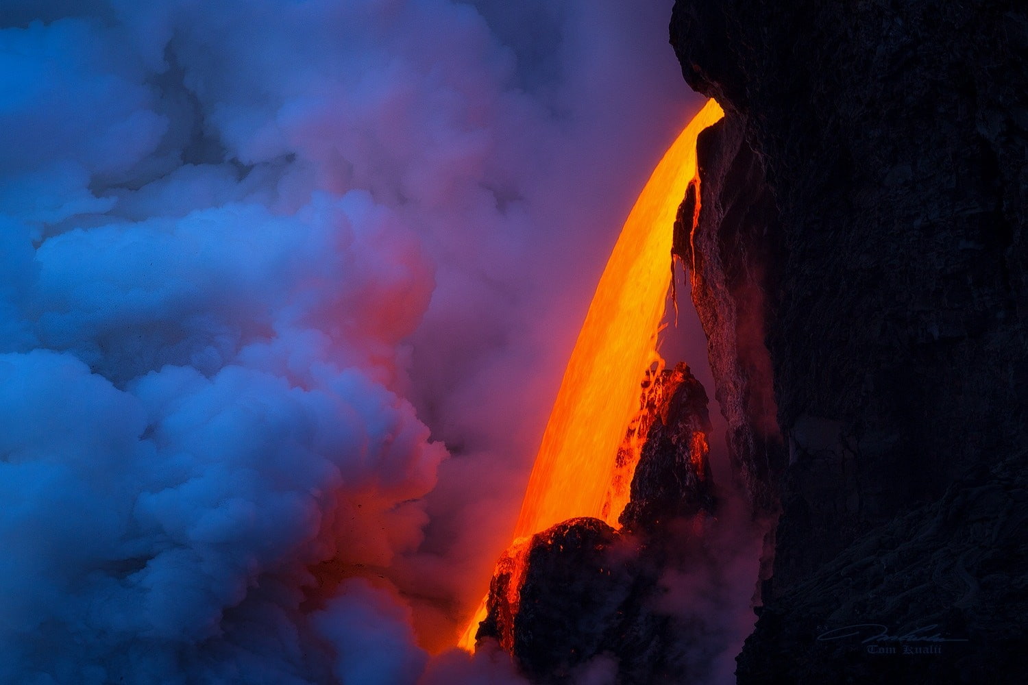 Lava, smoke, rocks, Tom Kualii, Eruptions, Colorful, clouds, 720P, Hawaii, nature, volcano, HD Wallpaper