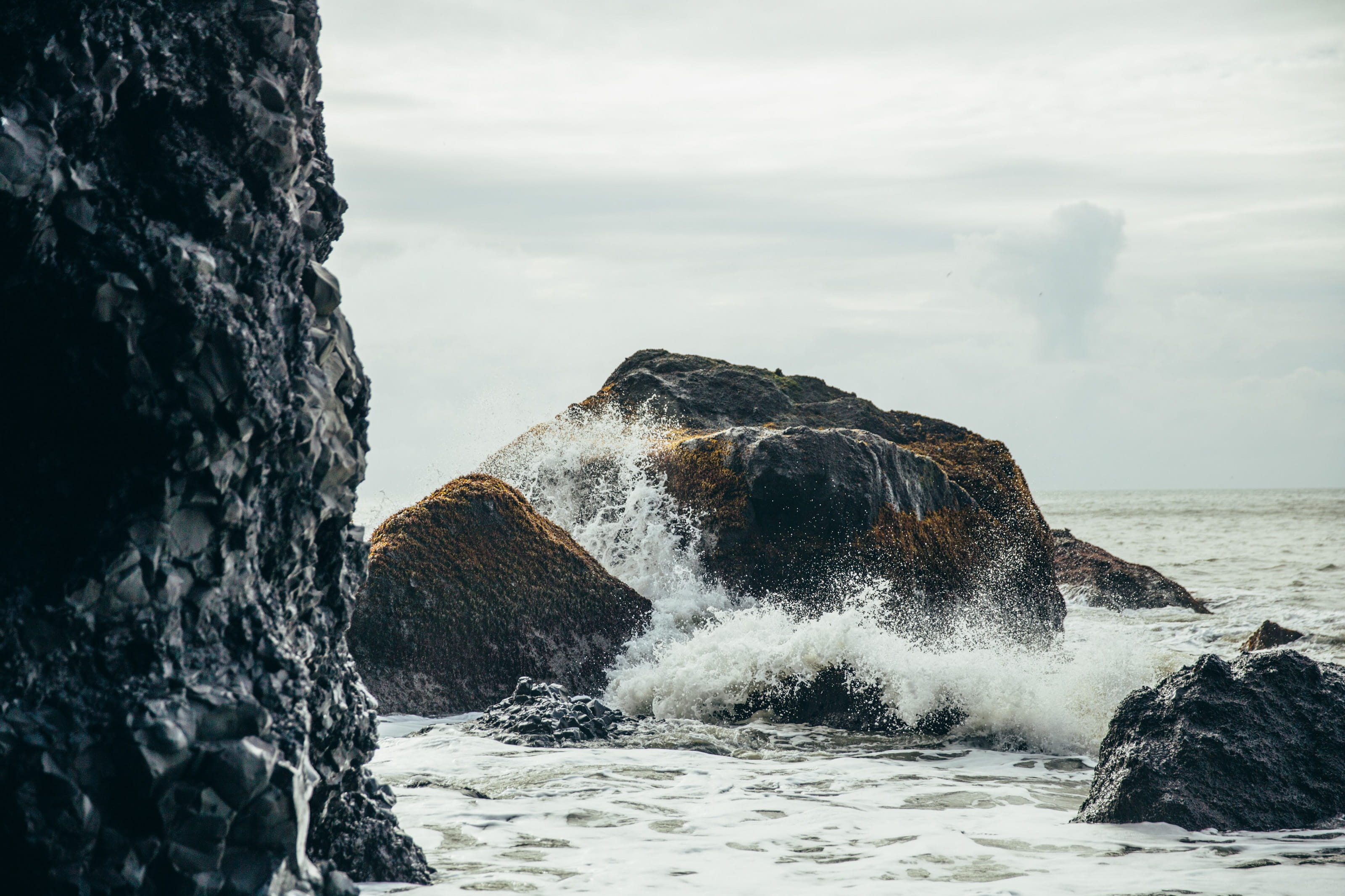 volcanic, beach, Rock, scenics - nature, day, power in nature, 2K, breaking, Mountain, travel, lava, Landscape, outdoor, splashing, natural, scene, Adventure, HD Wallpaper