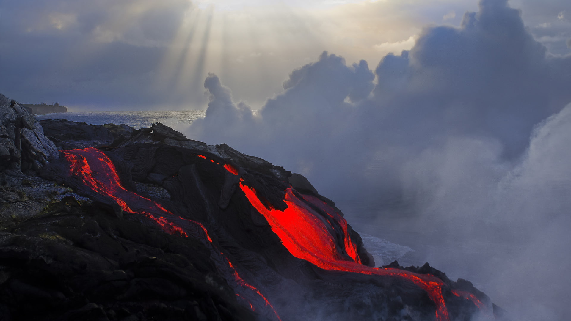 power in nature, power, the eruption, physical geography, non-urban scene, volcano, sky, color, geology, cloud - sky, land, flowing, beauty in nature, scenics - nature, HD Wallpaper