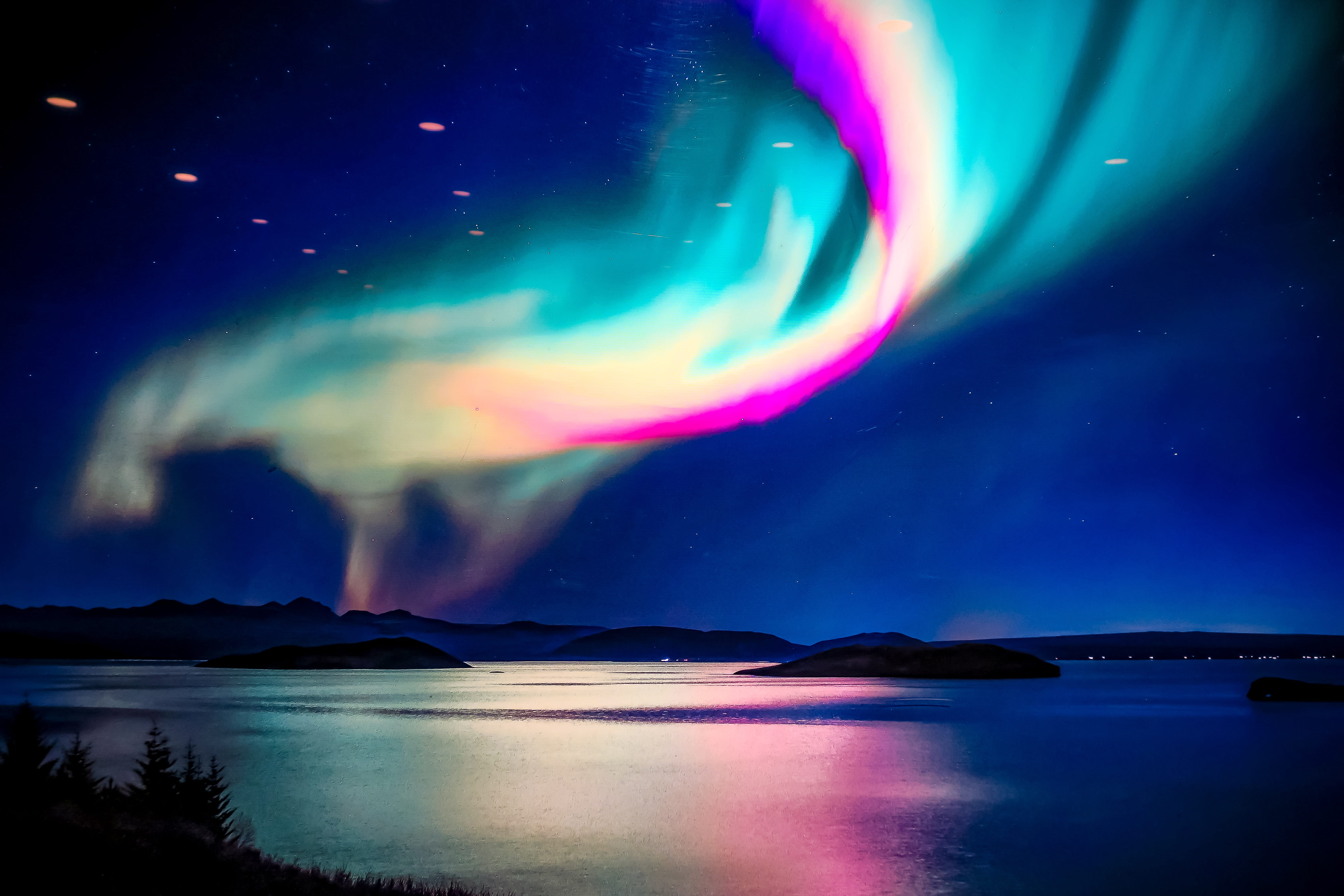 sea, reykjavik, purple, space, dramatic sky, iceland, tranquil scene, idyllic, astronomy, will o  the wisp, multi colored, no people, tranquility, sky, HD Wallpaper