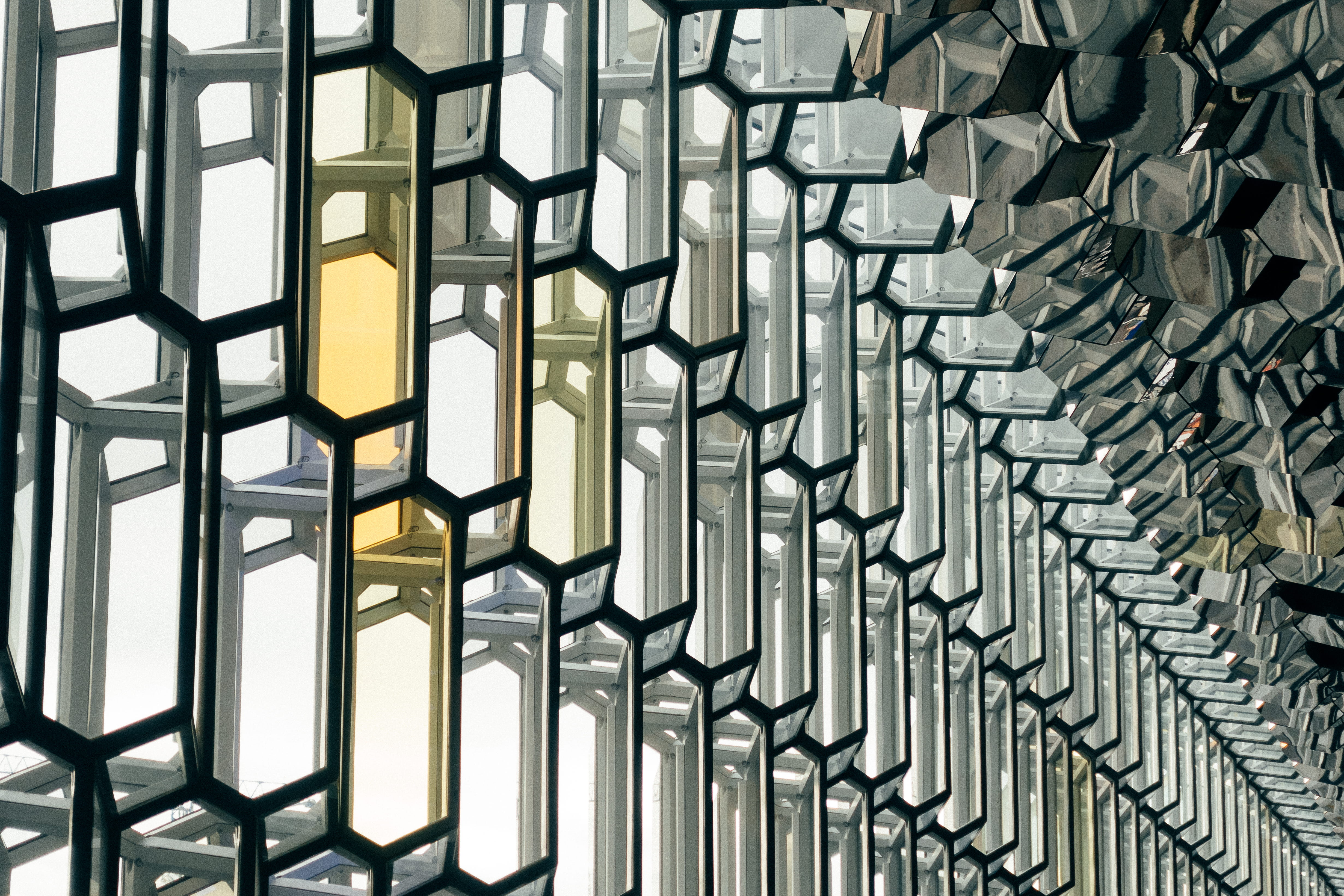 full frame, city, security, reykjavík, day, built structure, repetition, safety, backgrounds, reykjavik, building, pattern, design, low angle view, harpa, HD Wallpaper