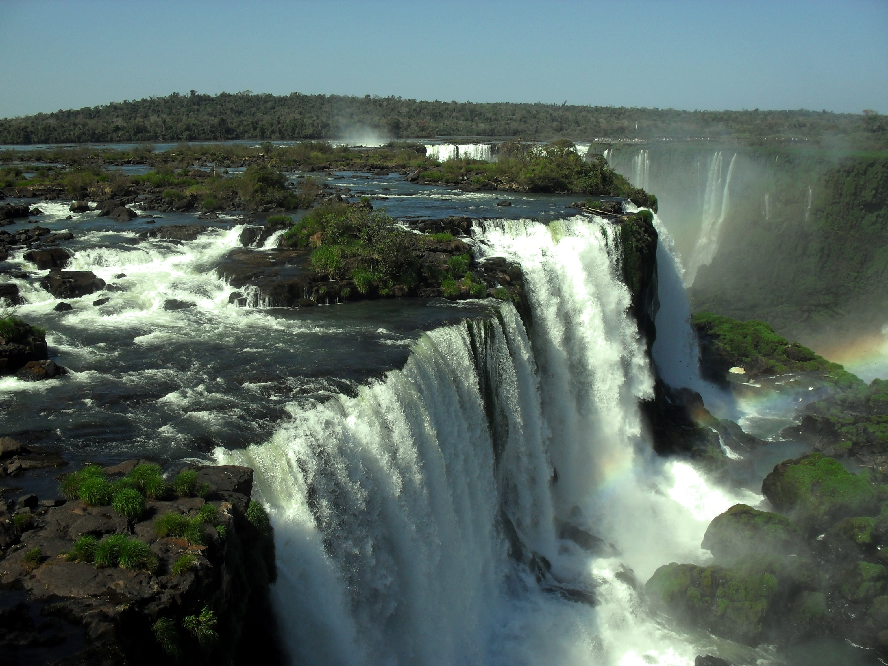 sky, flowing water, landscape, iguazu falls, motion, falling, river, power, gullfoss Falls, the iguaçu river, sport, outdoors, scenics, waterfall, water, HD Wallpaper