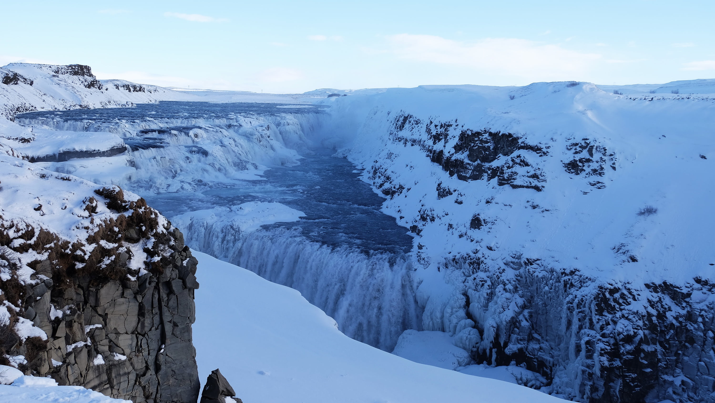 zing, no people, awe, owe, gullfoss, scenics - nature, waterfall, tranquility, cold, ice, cold temperature, water, non-urban scene, europe, reykjavik, famous, HD Wallpaper