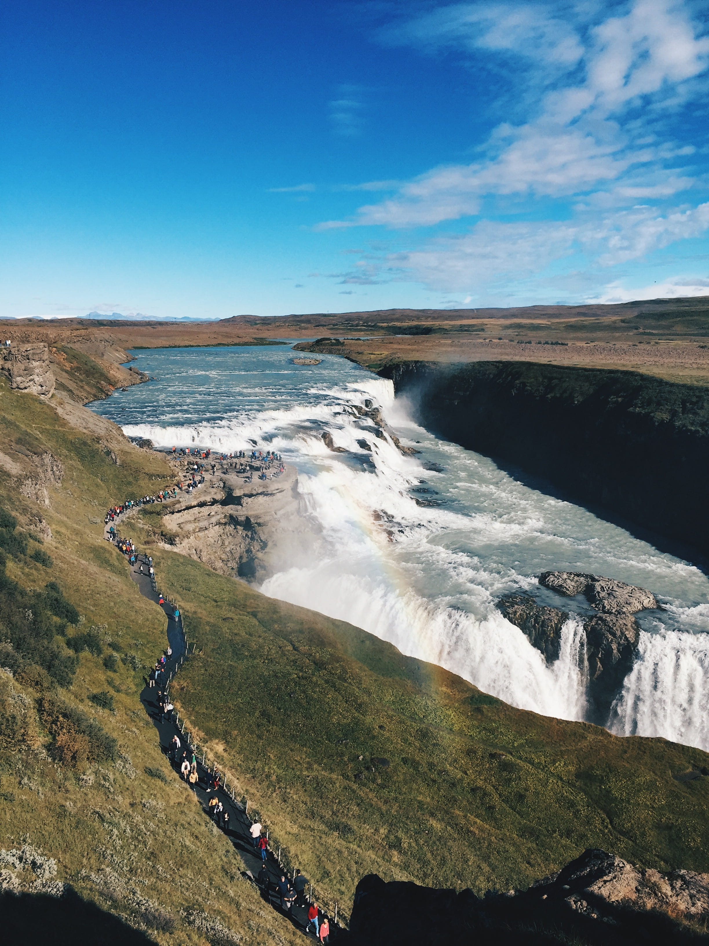 scenics - nature, cloud - sky, water, river, non-urban scene, sky, tranquil scene, tranquility, waterfall, beauty in nature, day, iceland, green, no people, Phone HD Wallpaper