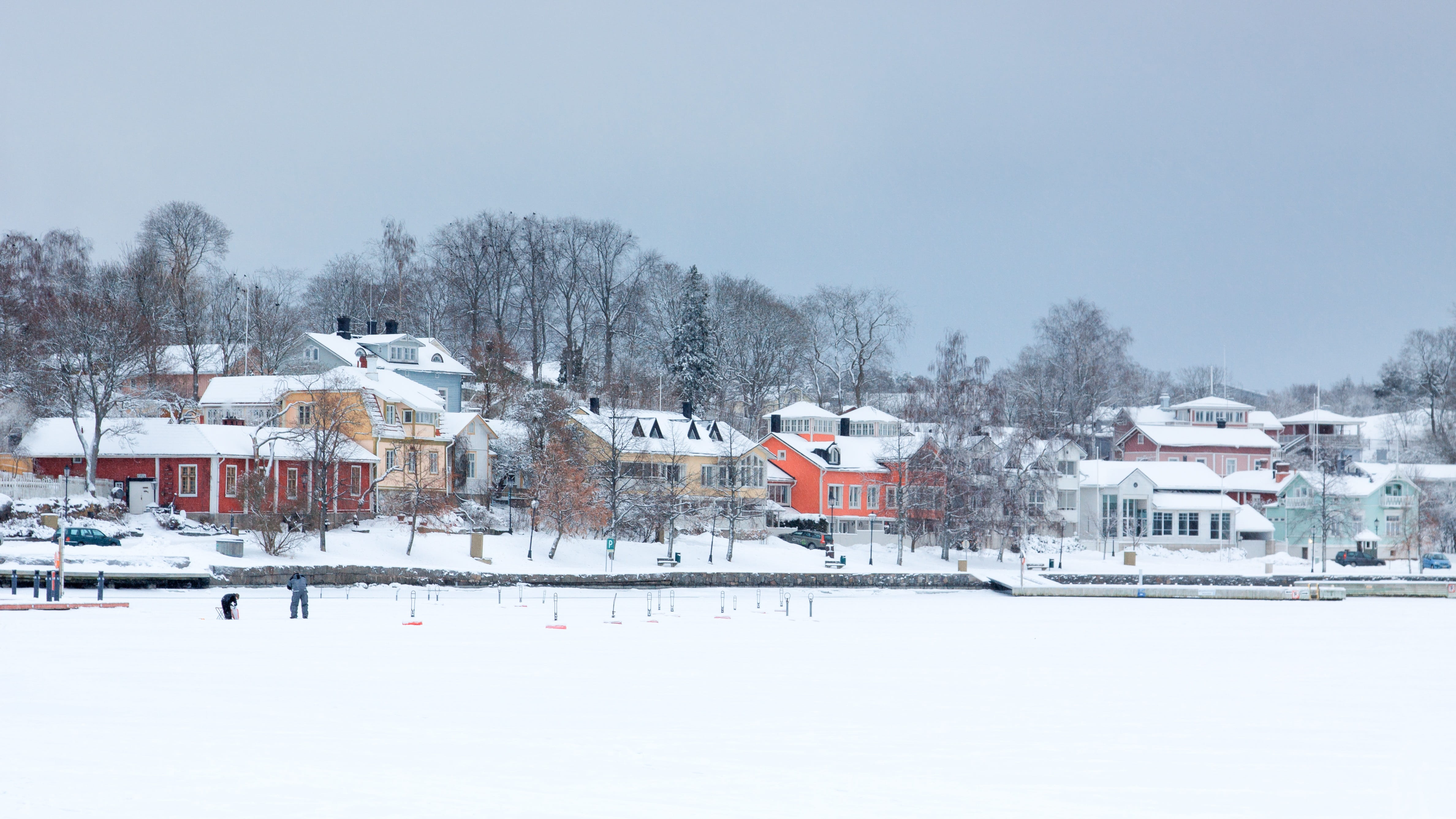 small town, snow, houses, environment, tree, white color, home, extreme weather, baltic, cityscape, building, naantali, 4K, colorful, land, urban, scenics - nature, HD Wallpaper