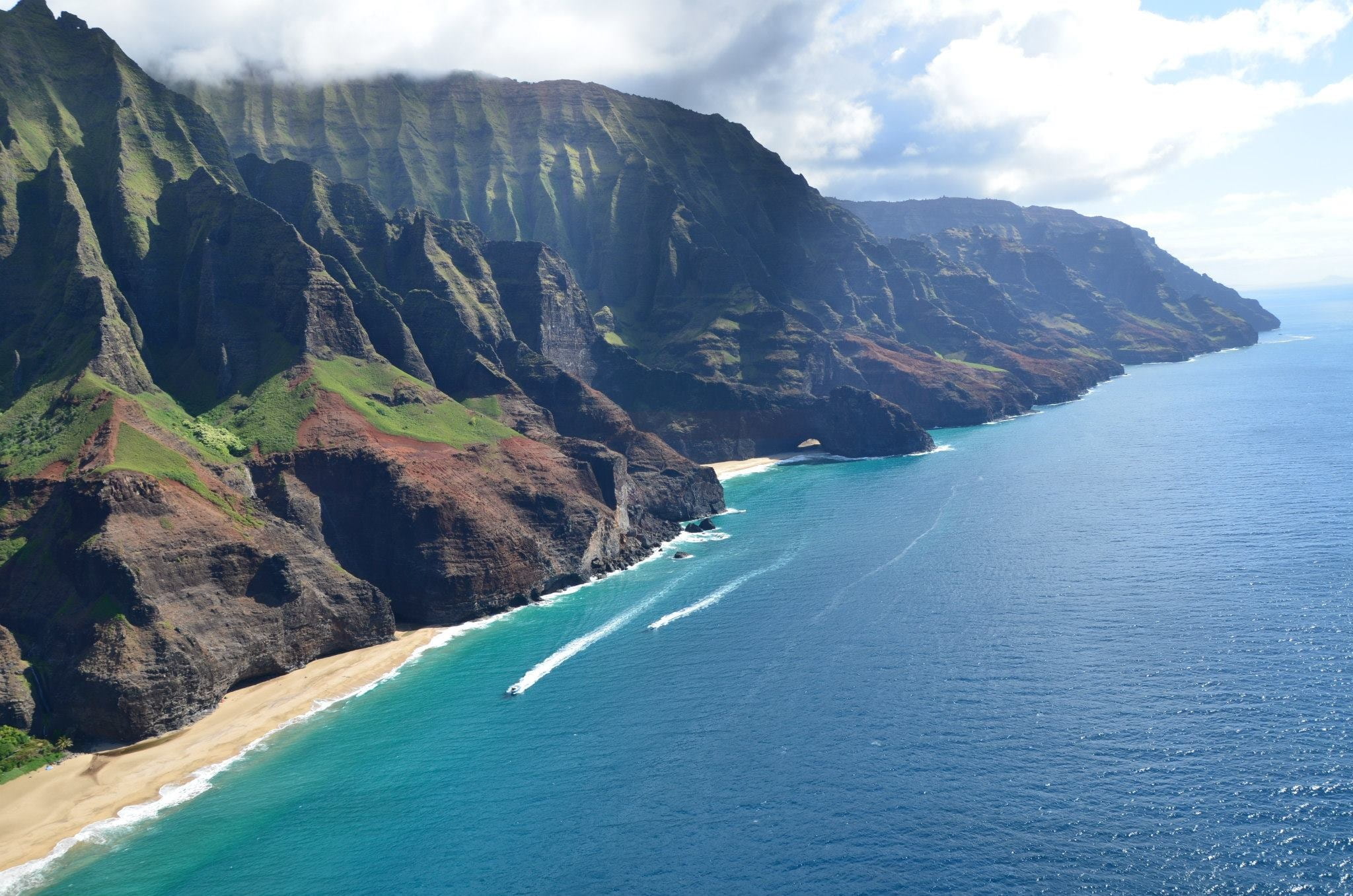 scenery, beauty in nature, summer, tranquility, sand, coast, cliffs, idyllic, relaxing, napali coast, outdoors, scenic, blue, beach, tranquil scene, 1080P, HD Wallpaper