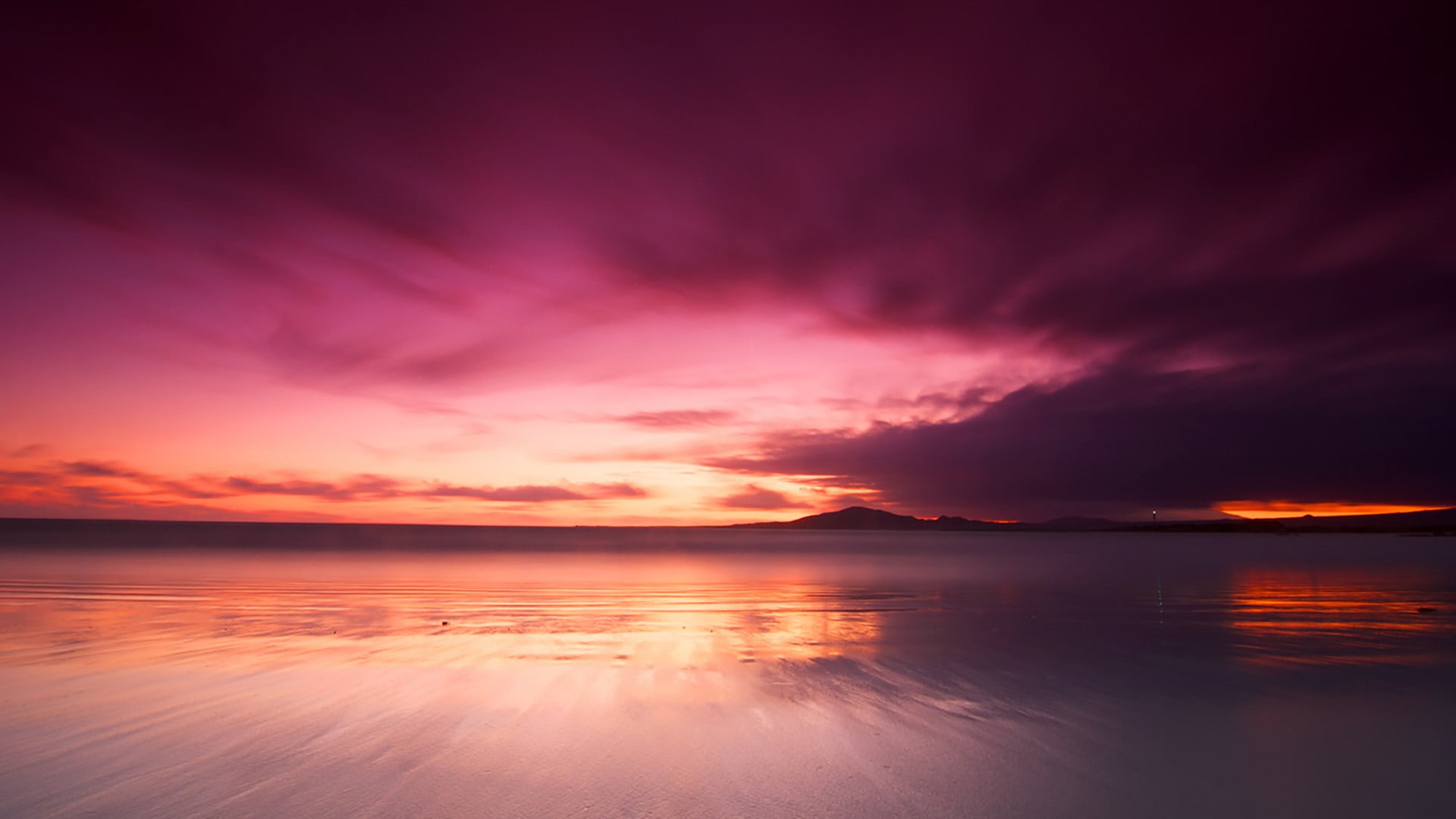 islas galapagos, Ecuador, 1080P, clouds, landscape, mountains, sky, nature, sunset, water, Pacific Ocean, HD Wallpaper