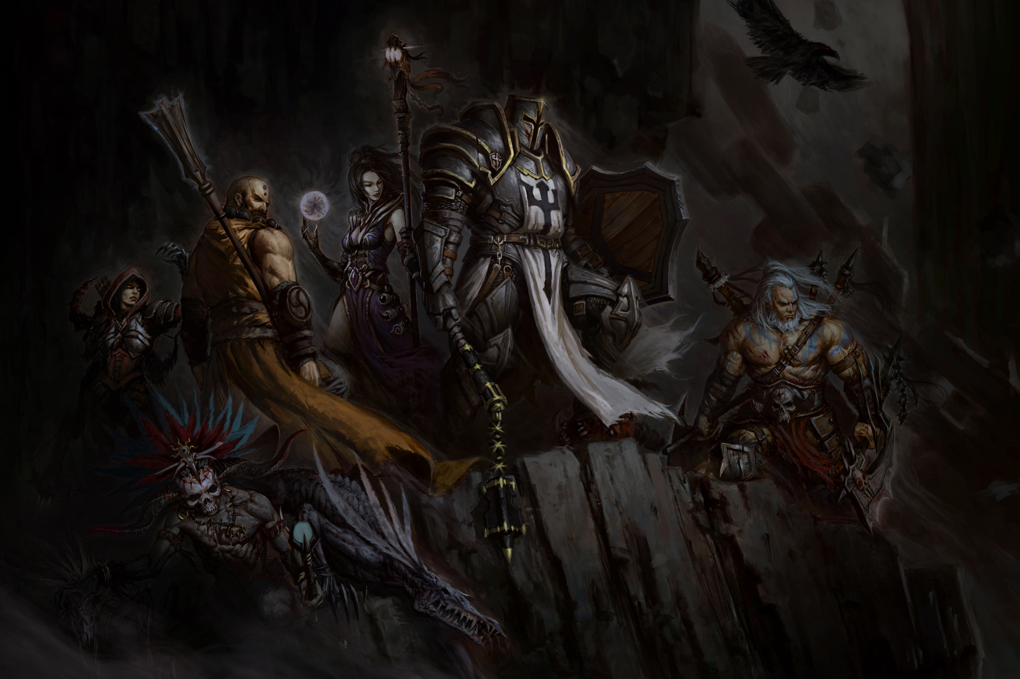 Diablo, Diablo III: Reaper Of Souls, 2K, Barbarian (Diablo III), Monk (Diablo III), Crusader (Diablo III), Demon Hunter (Diablo III), Witch Doctor (Diablo III), HD Wallpaper