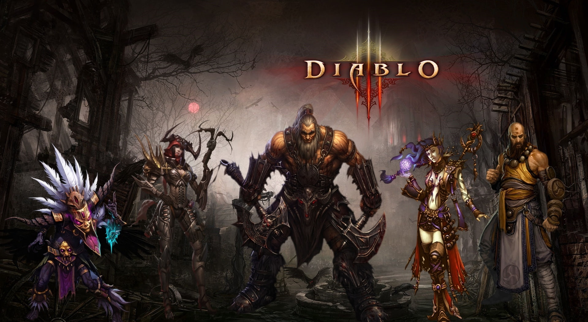 text, iii, male likeness, human representation, no people, video game, celebration, demon hunter, religion, diablo iii, single, 2012, art and craft, spirituality, HD Wallpaper